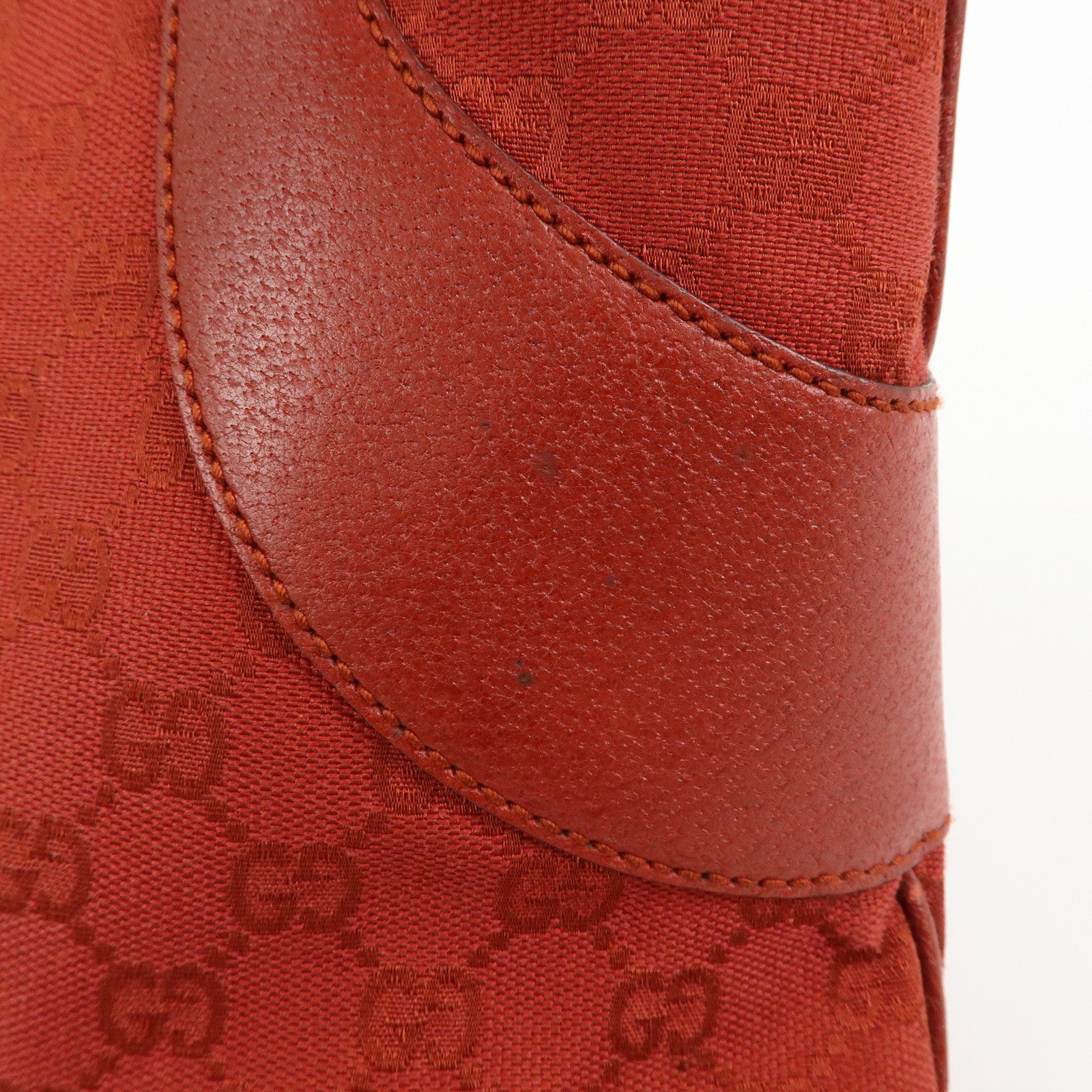 GUCCI GG Canvas Leather Tote Bag Hand Bag Red 113015