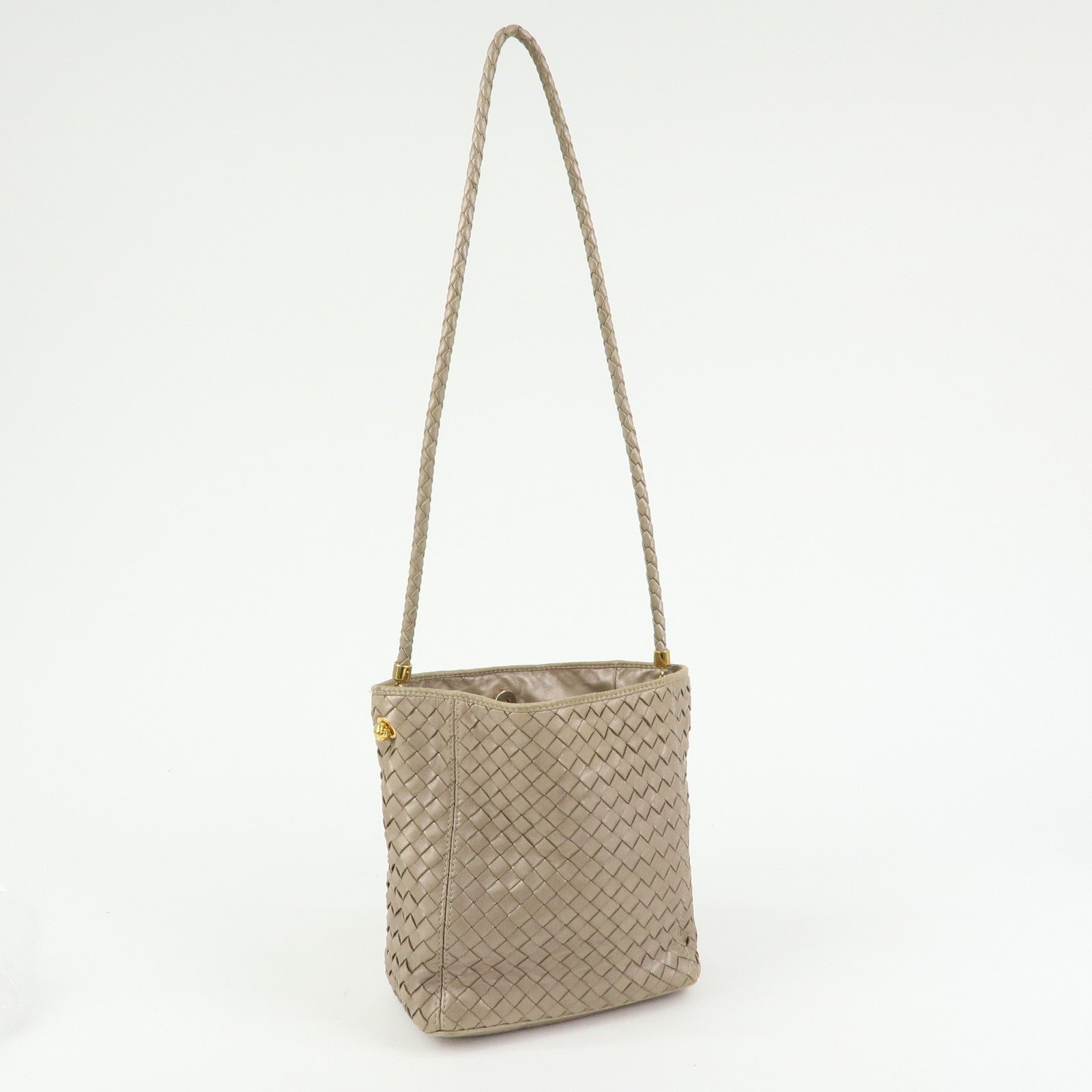 BOTTEGA VENETA Intrecciato Leather Shoulder Bag Beige