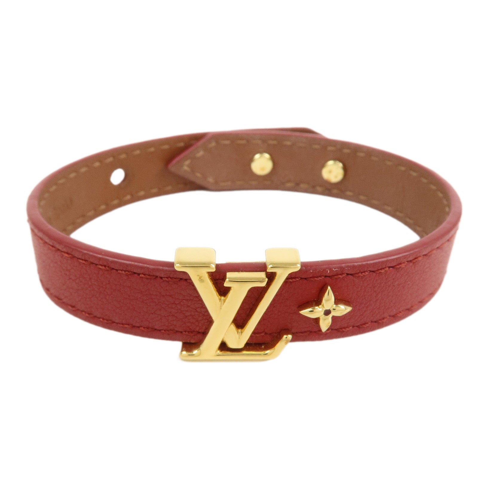 Louis Vuitton Iconic Leather Metal Bracelet Rouge Red M8106
