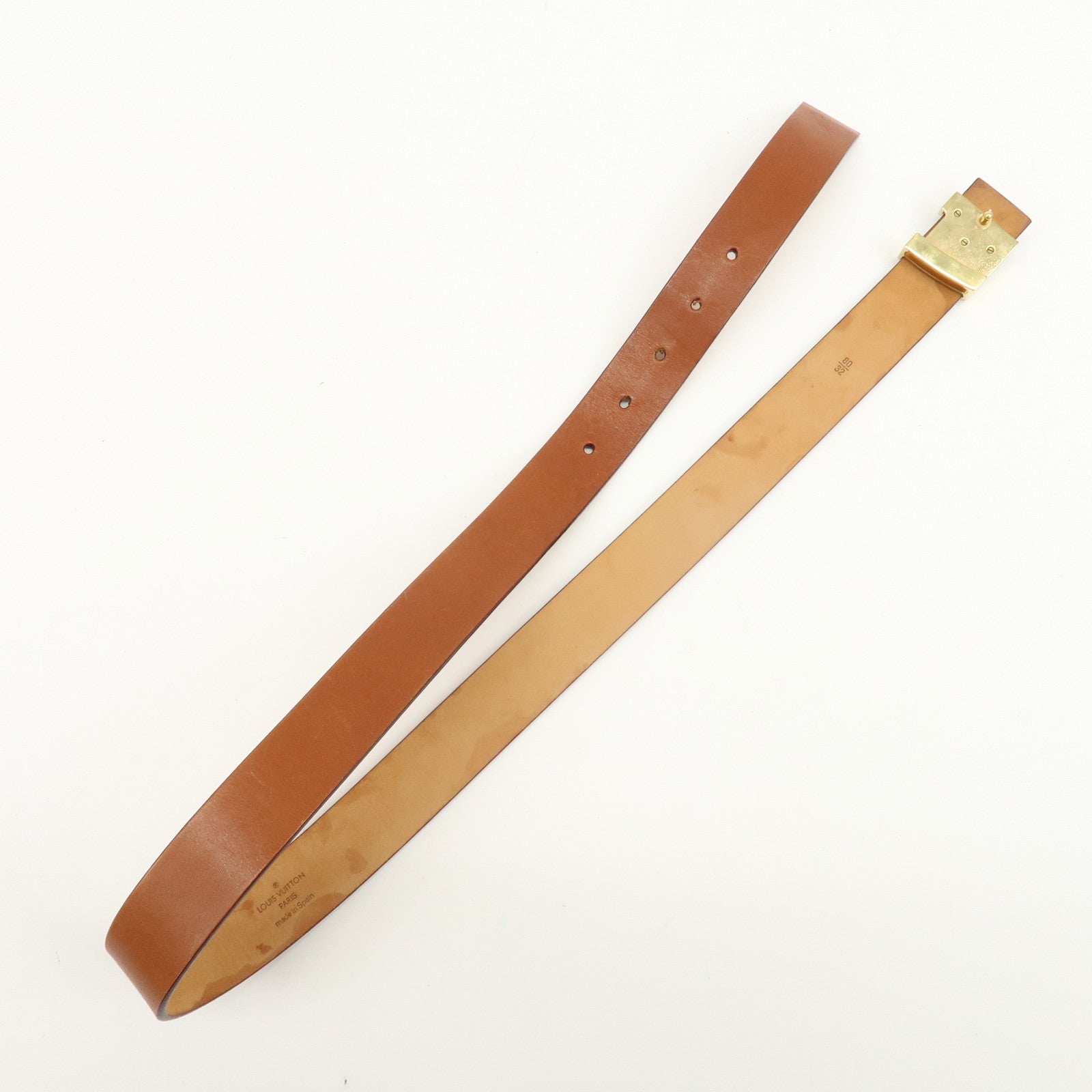 Louis Vuitton Leather Ceinture LV Initial Belt 80/32 Caramel M6901