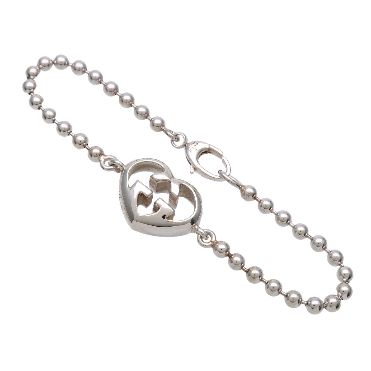 GUCCI Lovely Heart Love Britt Beads Bracelet SV925 Silver 246575