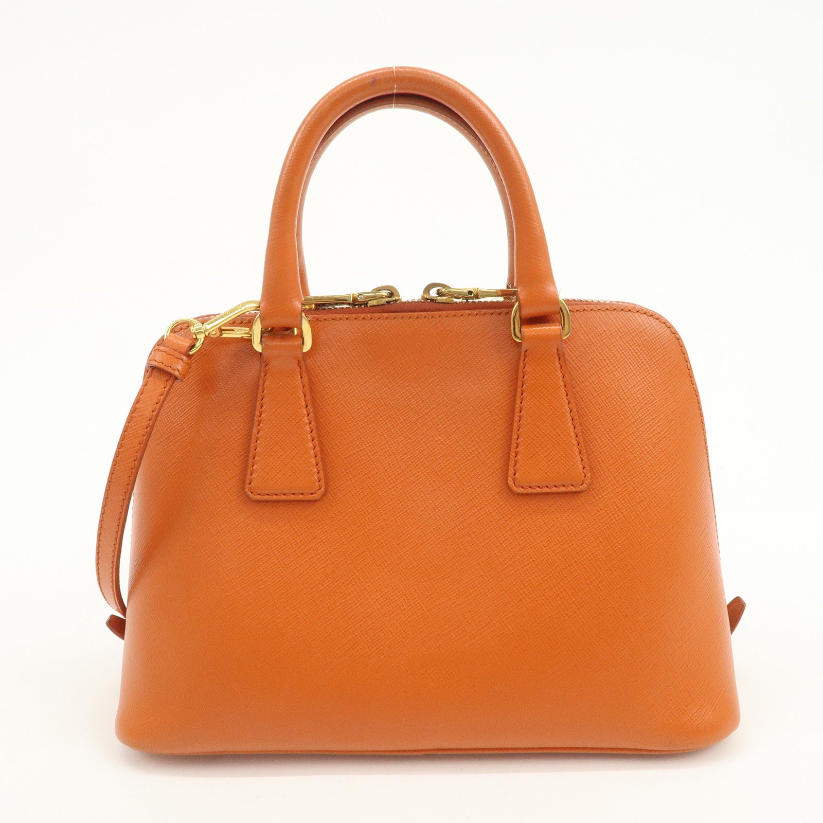 PRADA Saffiano Leather Promenade Small 2Way Hand Bag Orange BL0838