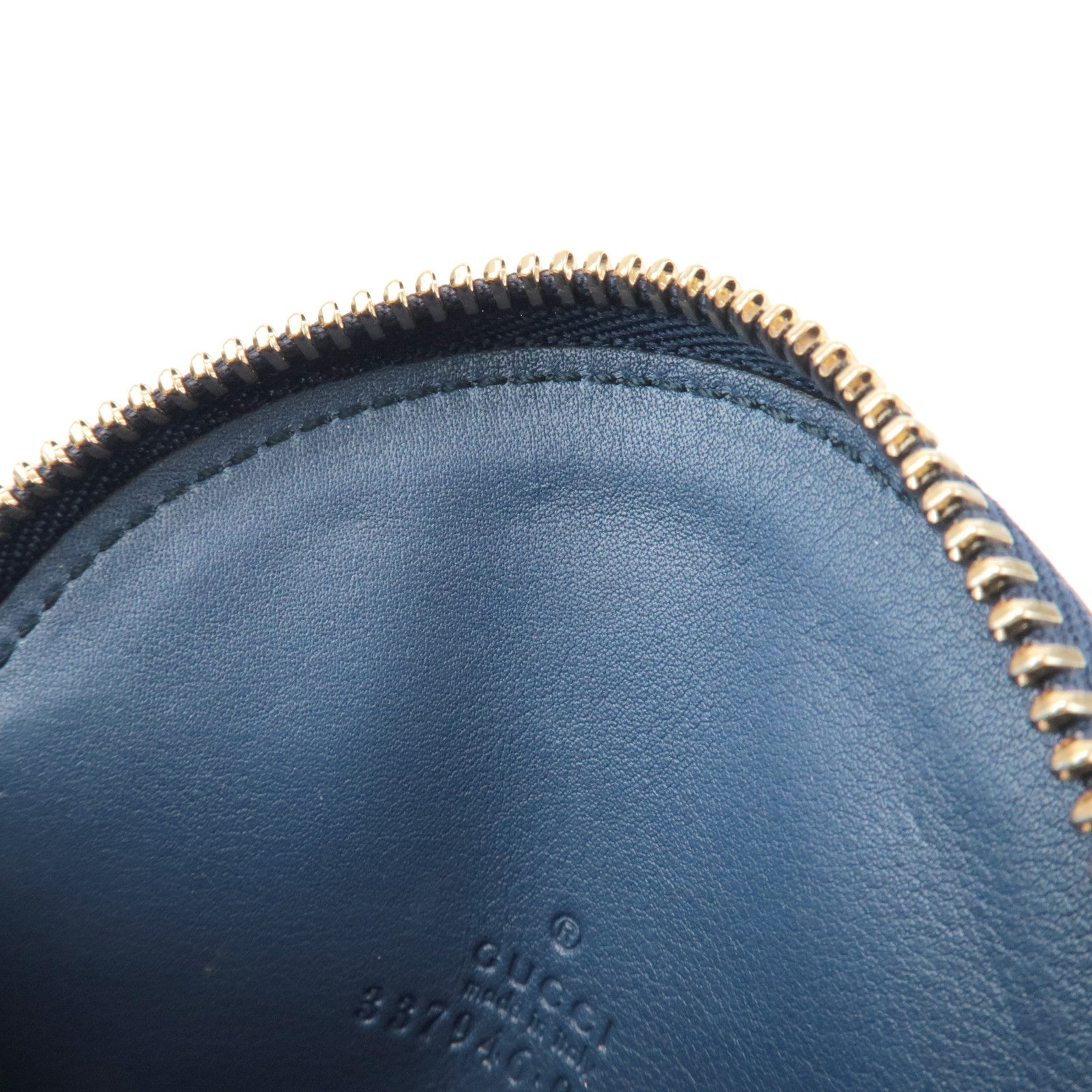 GUCCI Interlocking G Patent Leather Coin Case Navy 337946