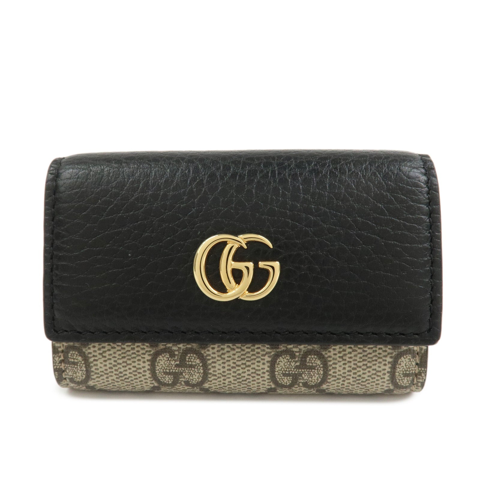 GUCCI GG Marmont Leather GG Supreme 6 Key Case Black 456118