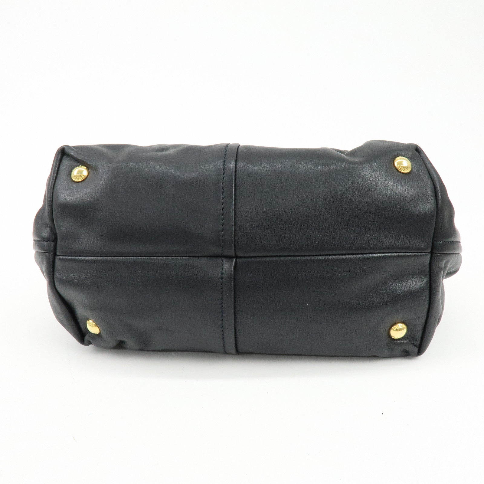 PRADA Soft Calf Leather 2Way Bag Hand Bag Shoulder Bag Black BN1832