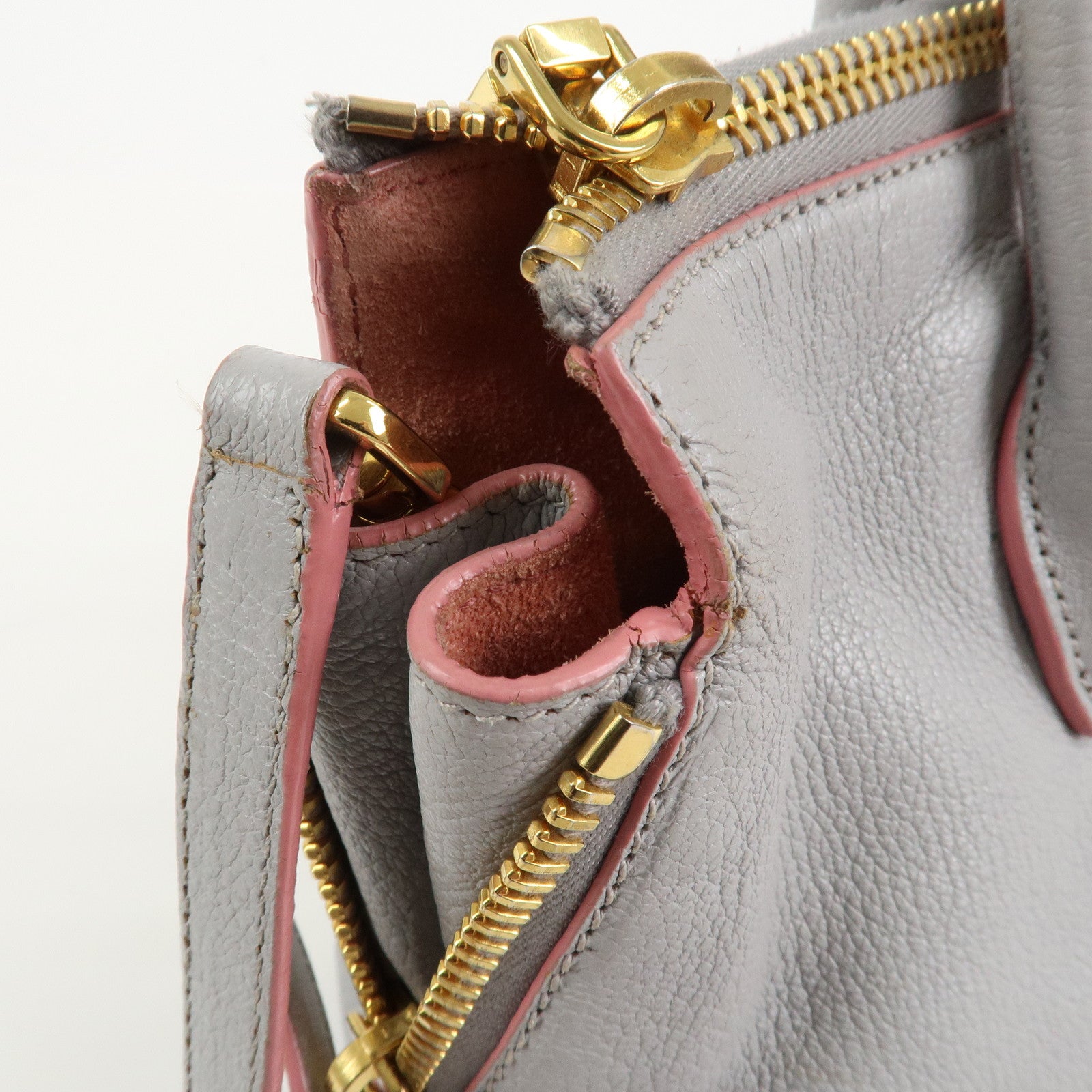 MIU MIU Madras Logo Leather 2WAY Bag Shoulder Bag Hand Bag 5BB016