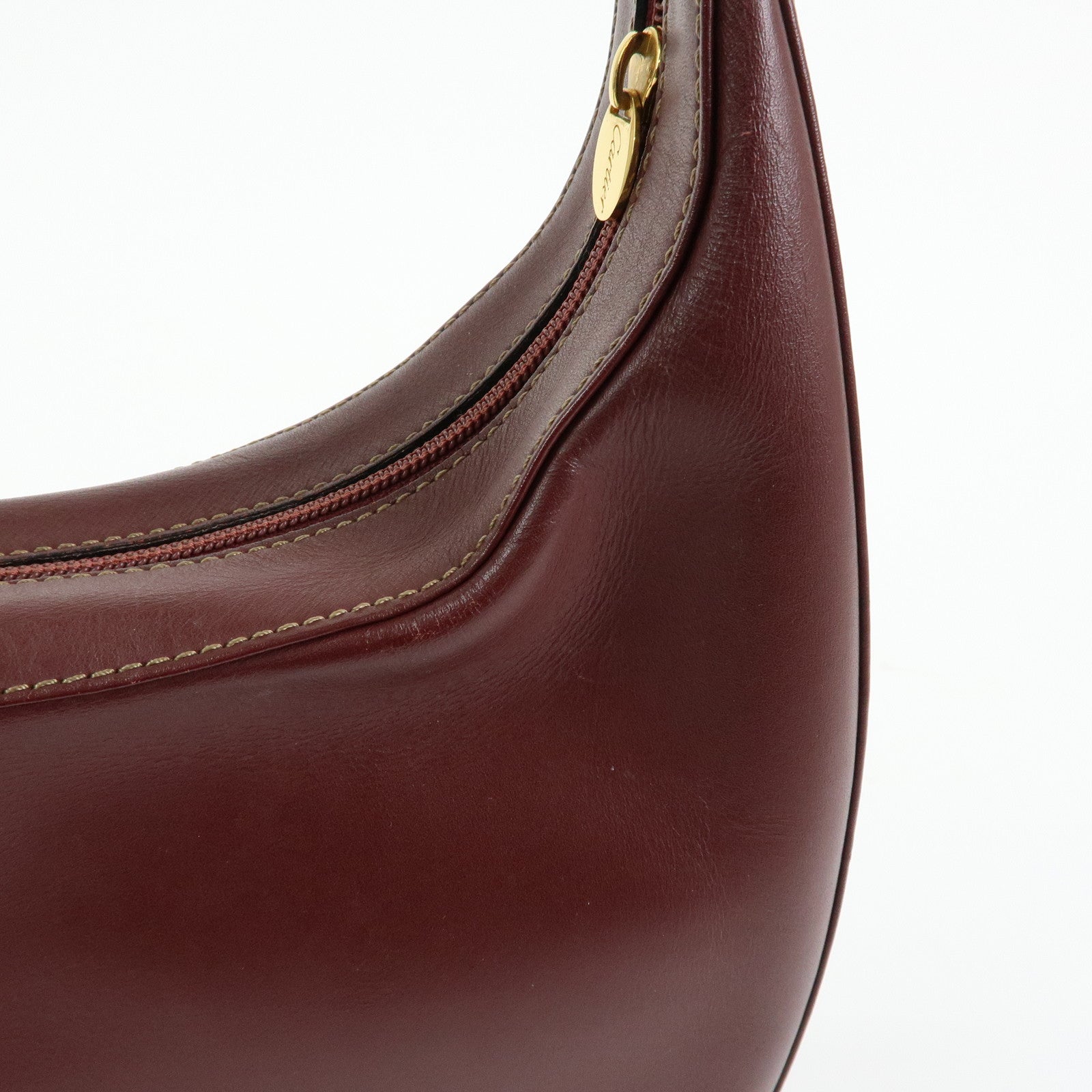 Cartier Must de Cartier Leather Shoulder Bag Hand Bag Bordeaux