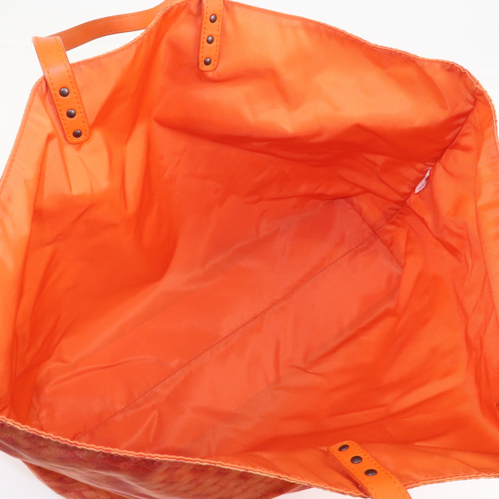 BOTTEGA VENETA Intrecciato Lujon Nylon Leather Tote Bag Orange Used