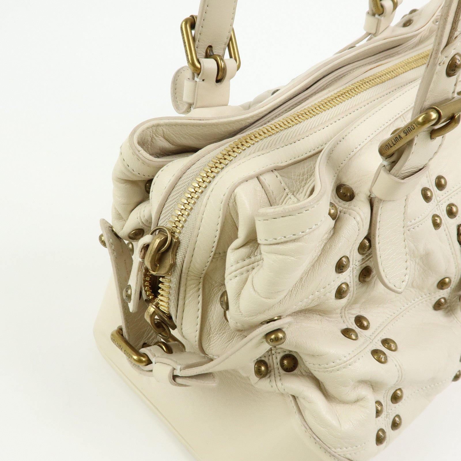 Louis Vuitton Cruise Line Rivet Bag Leather Hand Bag Ecru M95345