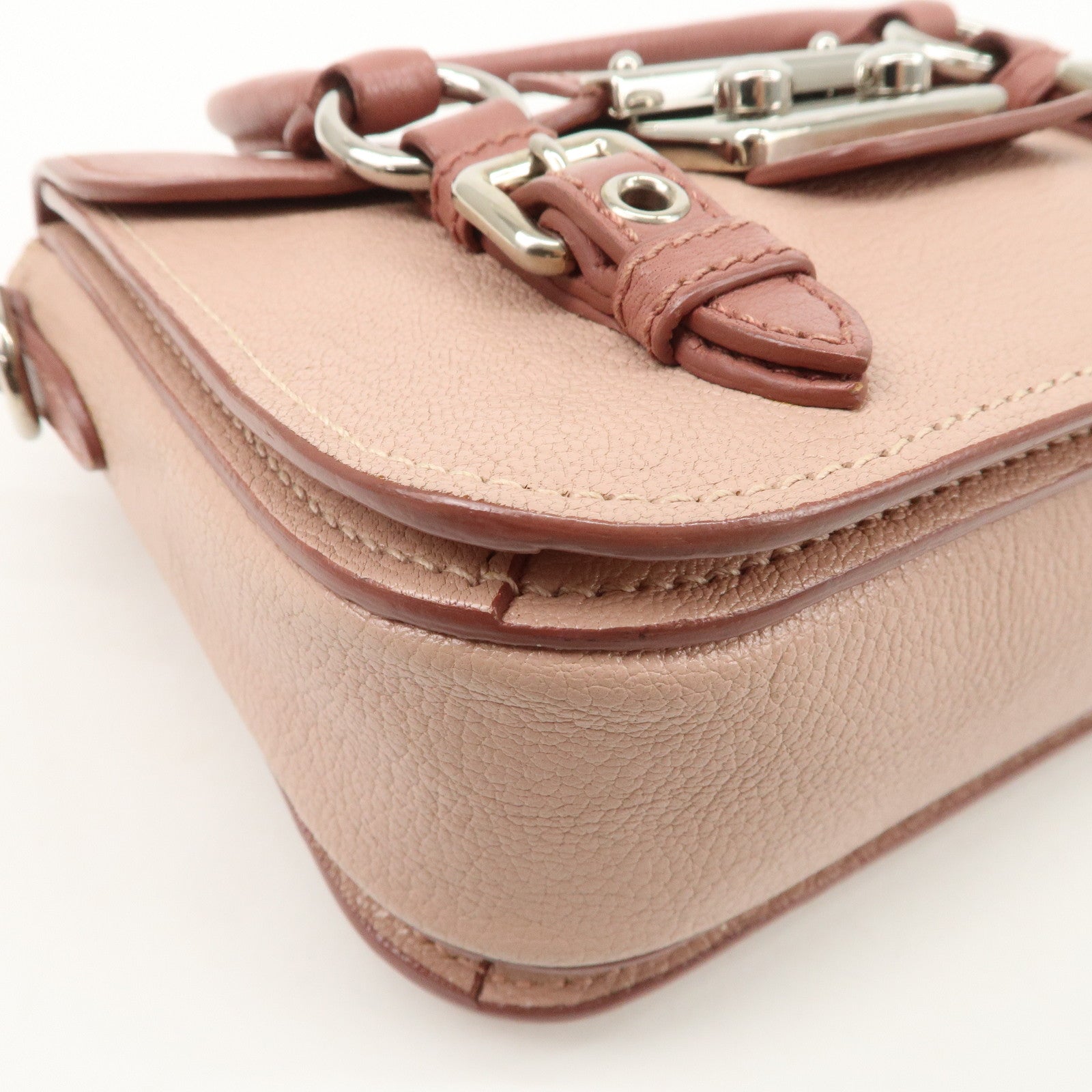 MIU MIU Madras Leather 2WAY Bag Hand Bag Shoulder Bag Pink RN1020