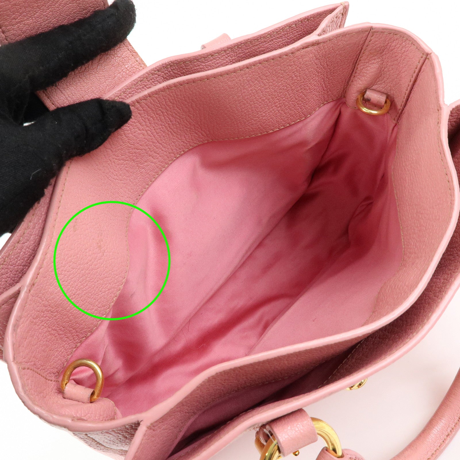 MIU MIU Logo Madras Leather 2Way Hand Shoulder Bag Pink RN0799