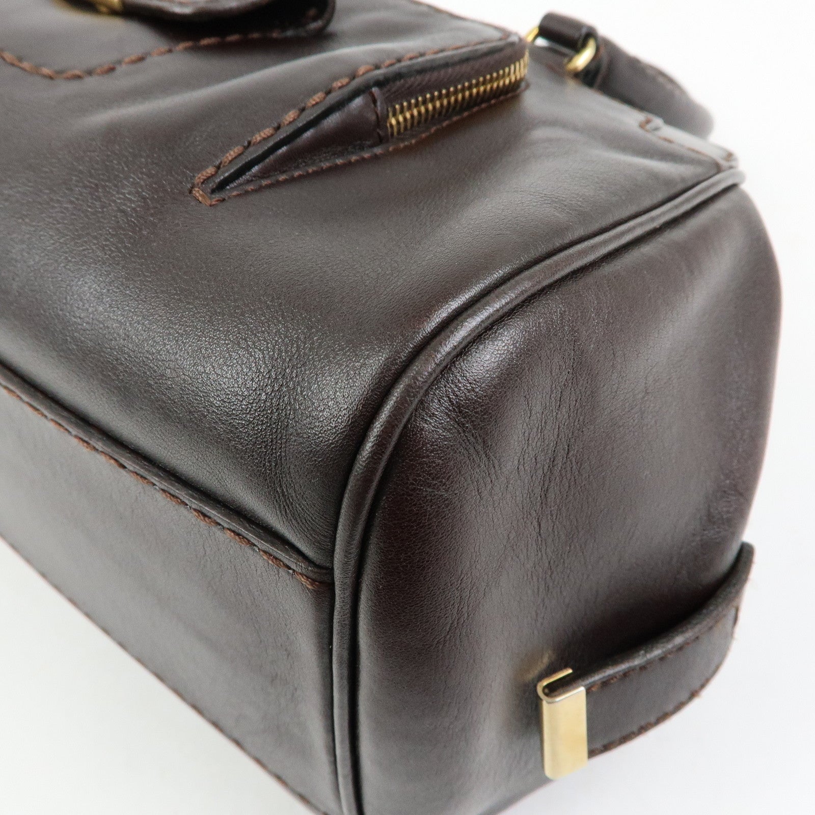 TOD'S Logo Leather Shoulder Bag Hand Bag Brown