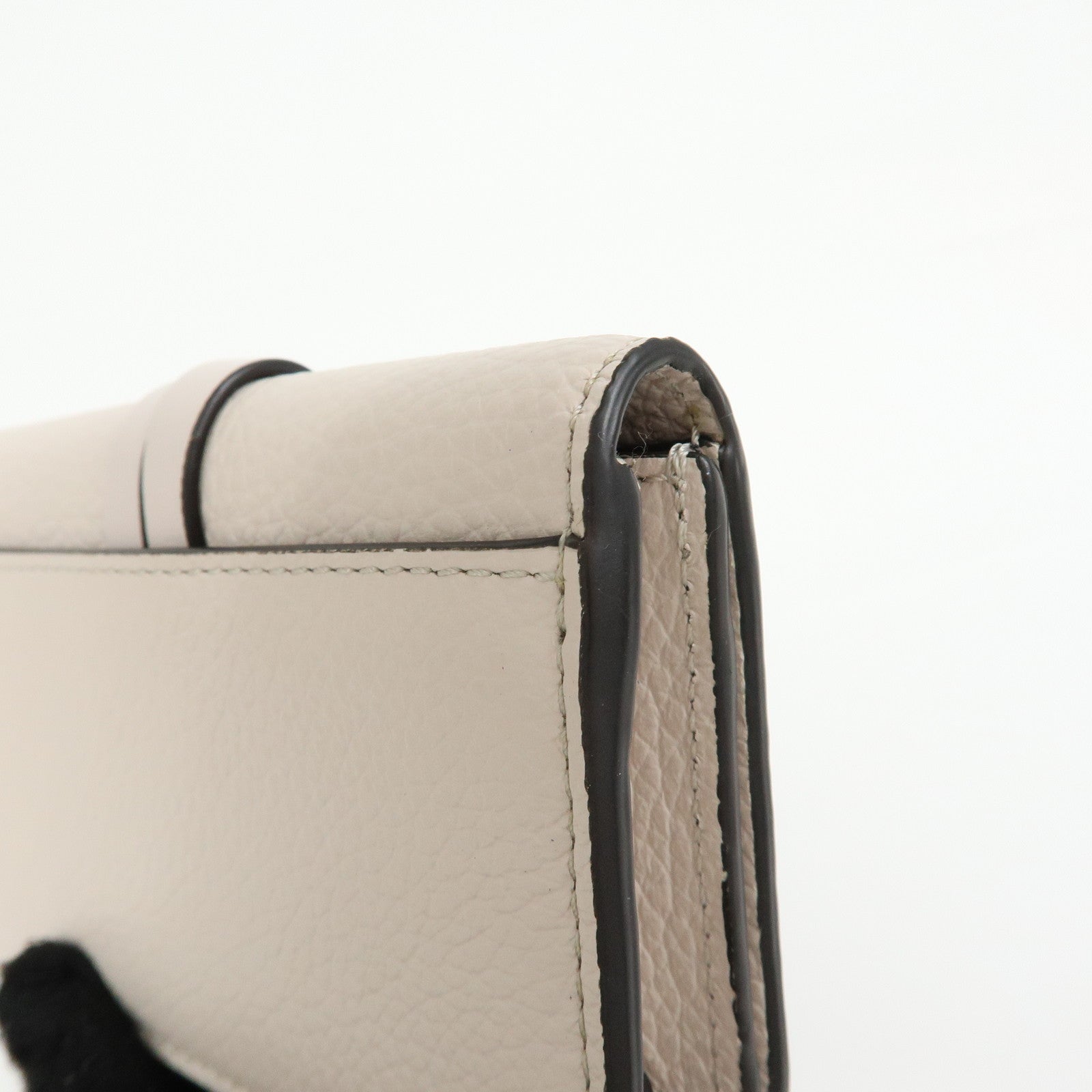 Chloe Alphabet Leather Card Case Mini Trifold Wallet Heart Ivory