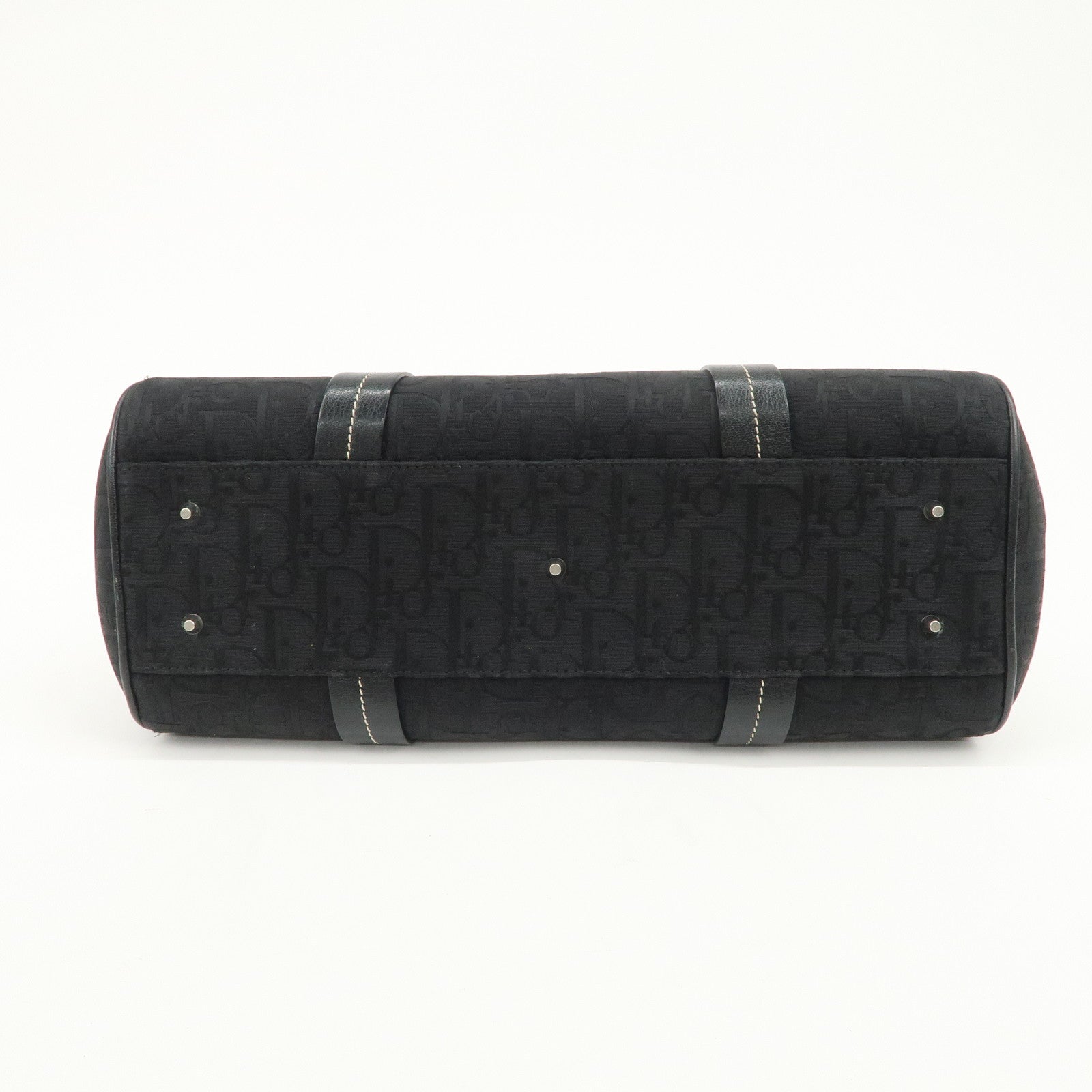 Christian Dior Trotter CD Logo Canvas Leather Hand Bag Black