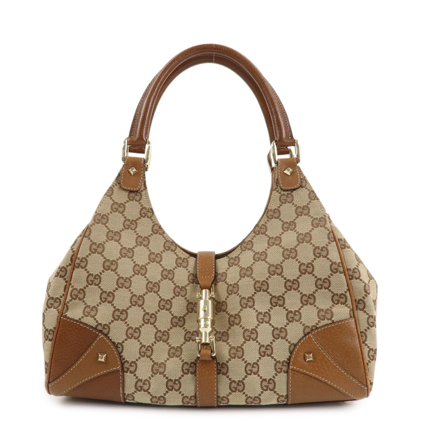 GUCCI New Jackie GG Canvas Leather Shoulder Bag Brown 124407 Used