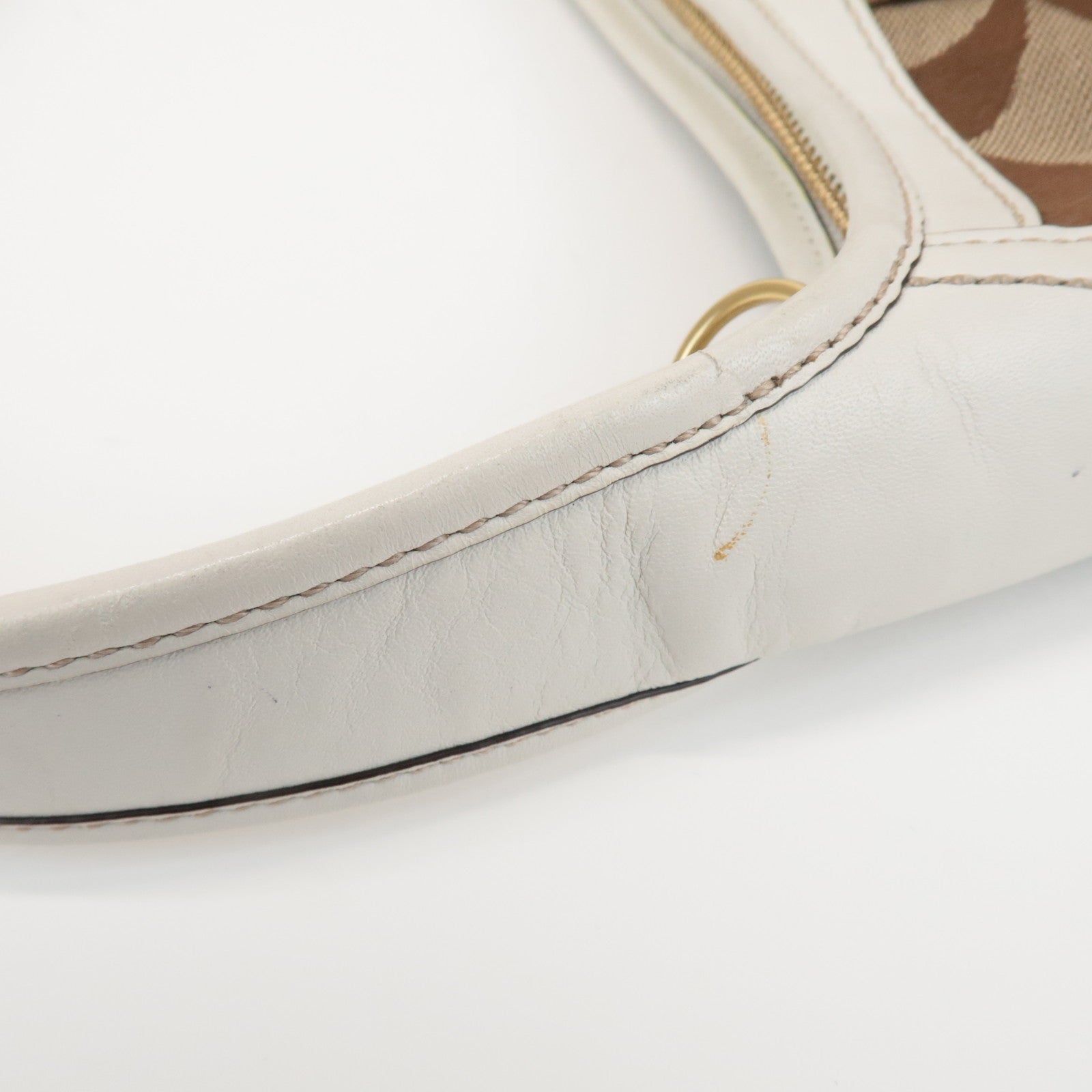 COACH Signature Canvas Leather Shoulder Bag Brown White