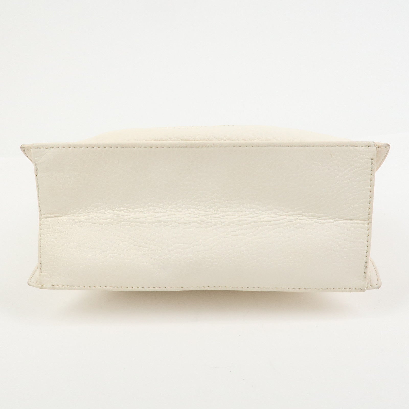 CHANEL COCO Mark Leather Wood Hand Bag Ivory