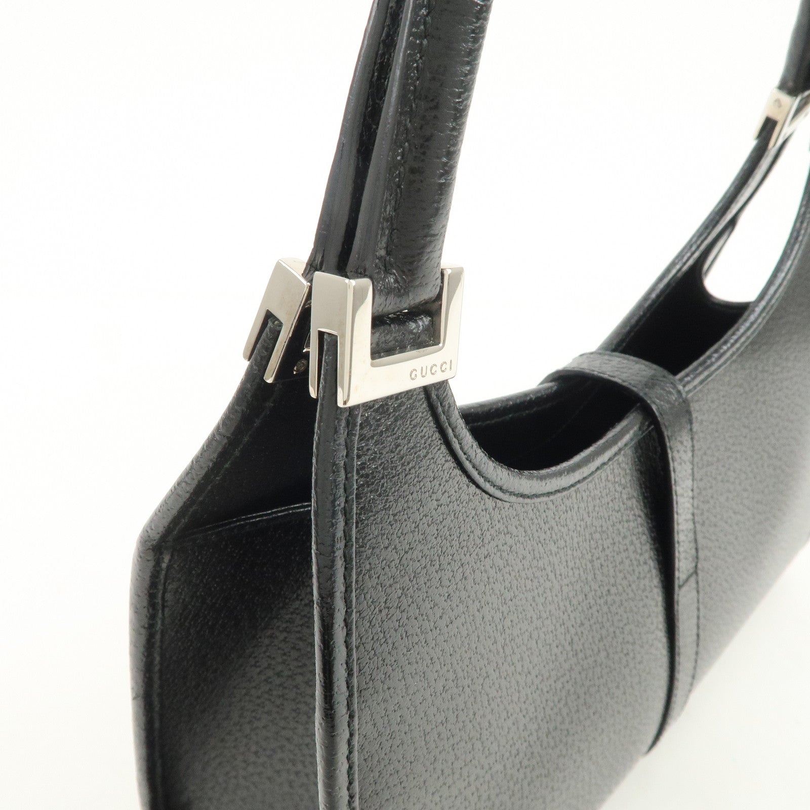 GUCCI Jackie Leather Hand Bag Black 002.1068