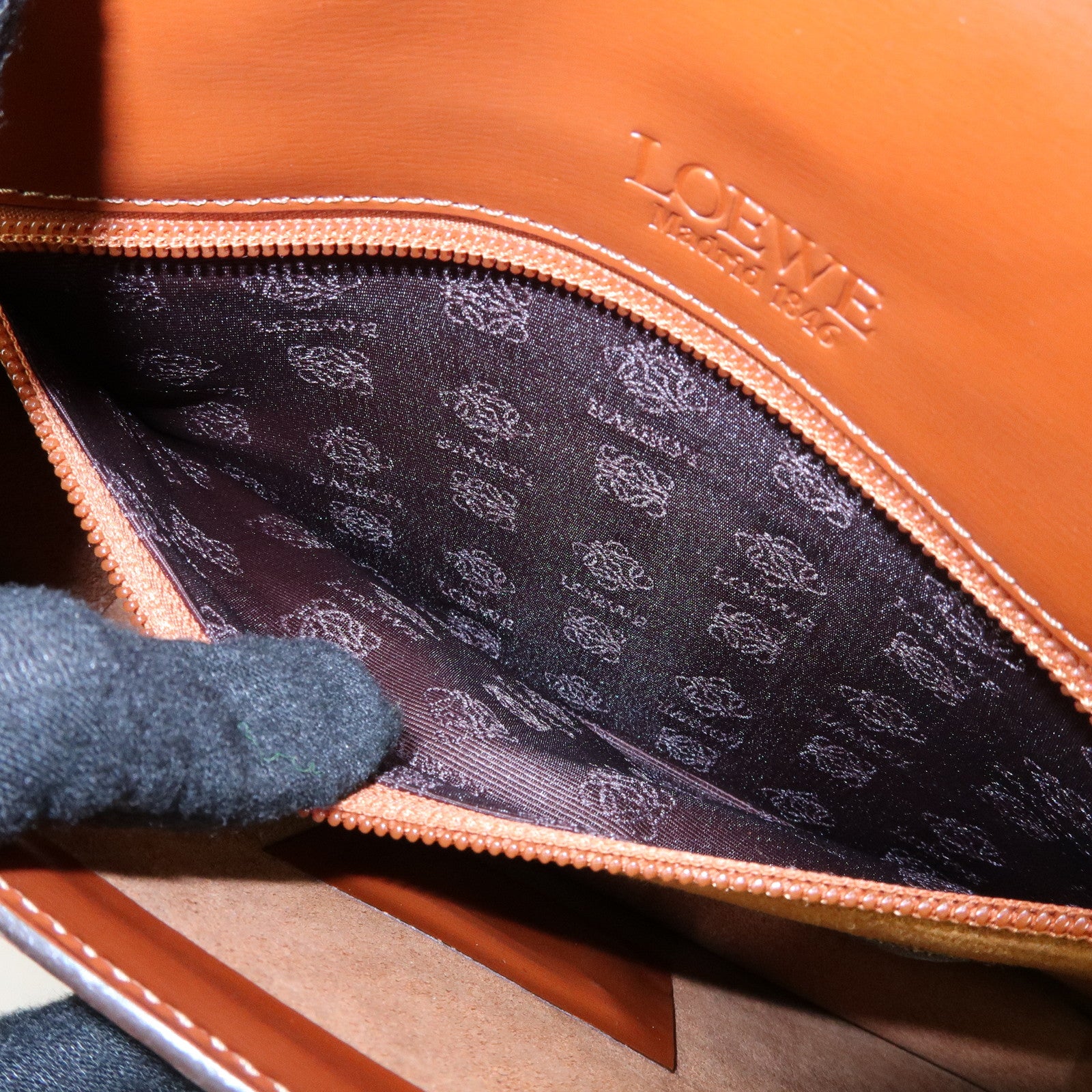 LOEWE Anagram Logo Leather Clutch Bag Wristlet Bag Brown