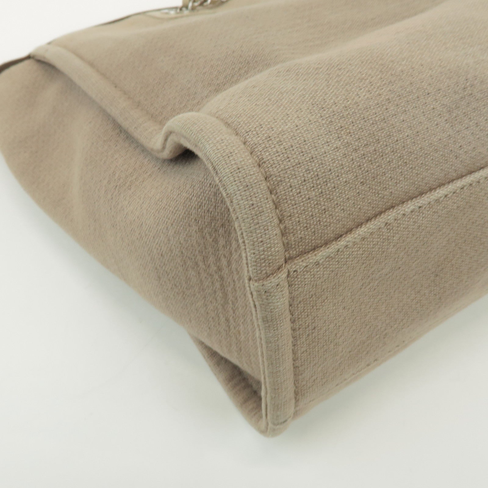 CHANEL Deauville GM Canvas Leather 2Way Tote Bag Beige A66941