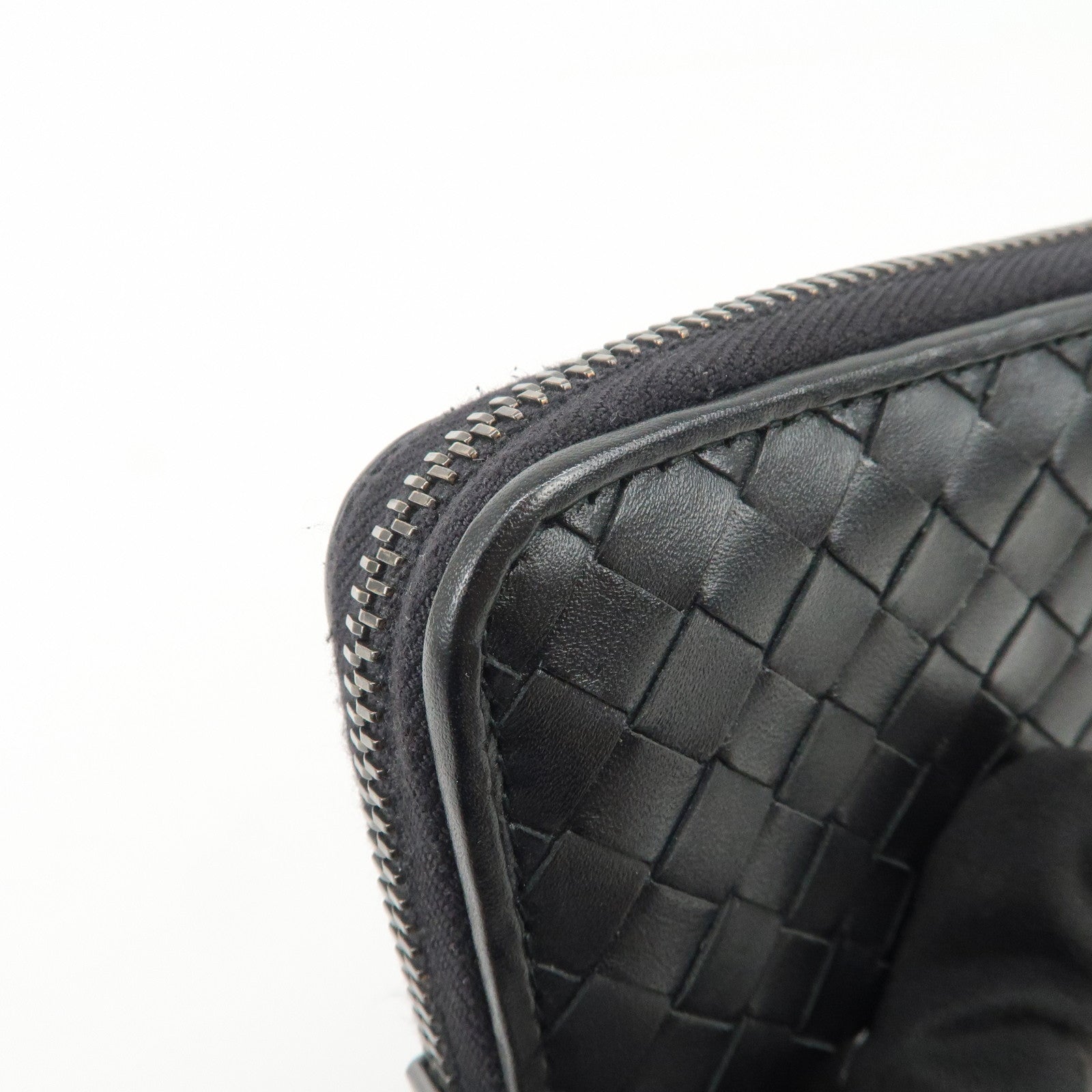 BOTTEGA VENETA Intrecciato Leather Coin Case Card Case Black