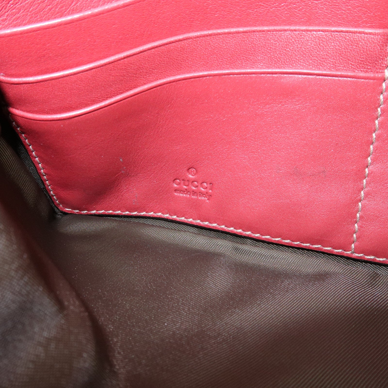 GUCCI Guccissima Leather Cosmetic Case Pouch Wrist Bag Red 203650