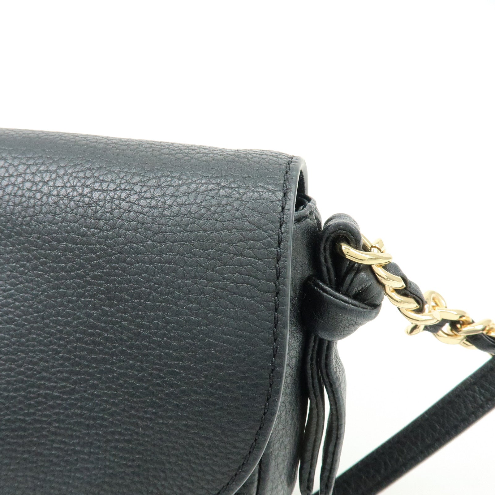 TORY BURCH Logo Leather Shoulder Bag Crossbody Bag Black