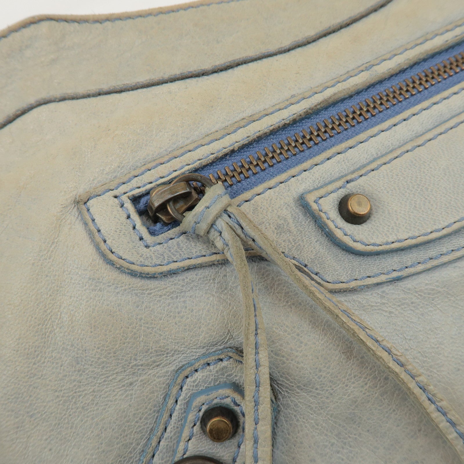 BALENCIAGA The Hip Leather Shoulder Crossbody Bag Light Blue 242803