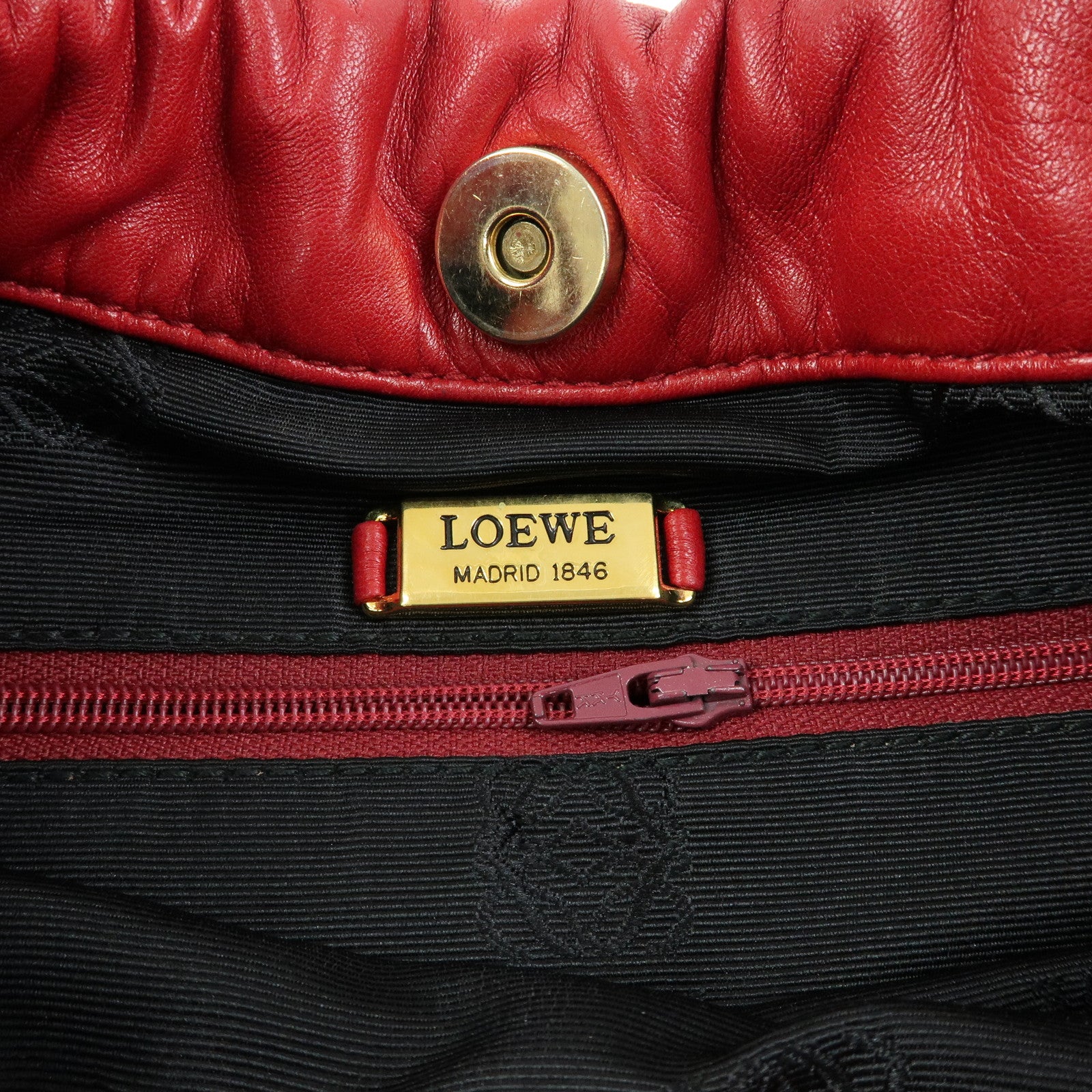 LOEWE Anagram Nappa Leather Shoulder Bag Crossbody Bag Red
