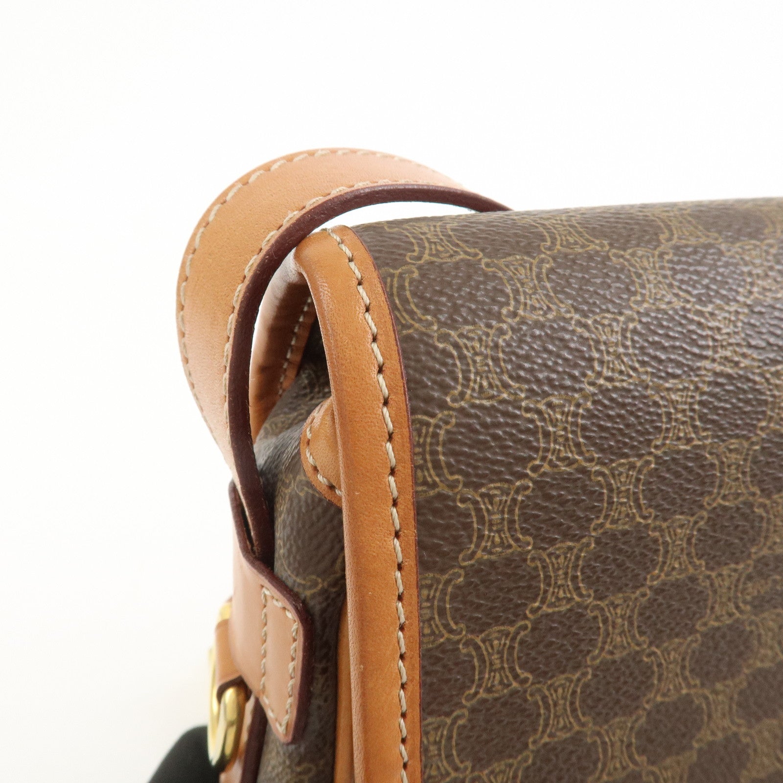 CELINE Macadam PVC Leather Shoulder Bag Crossbody Bag Brown