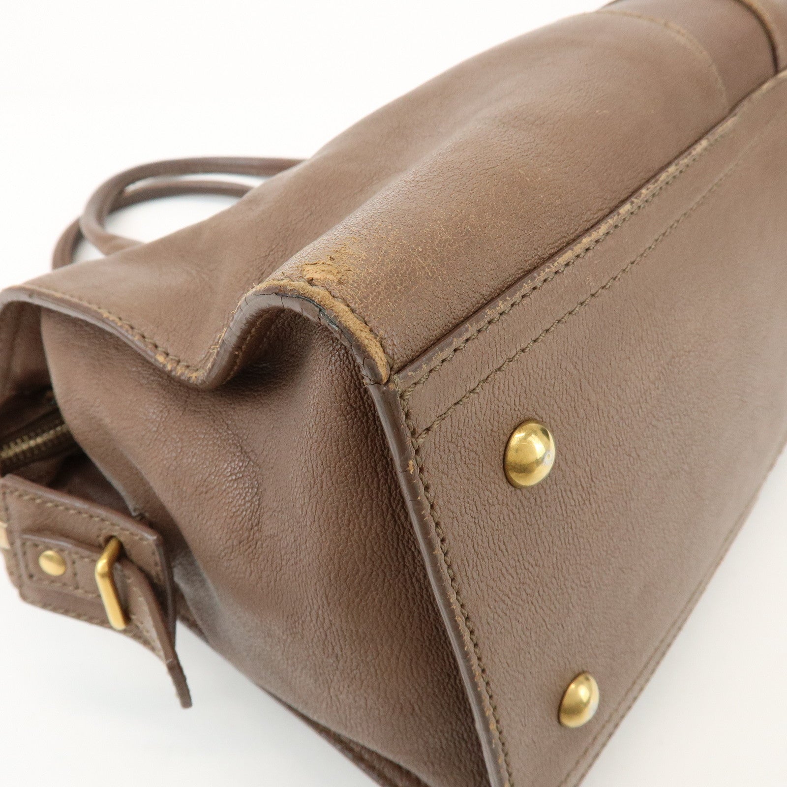 SAINT LAURENT PARIS Cabas Chyc Leather 2Way Bag Hand Bag Brown