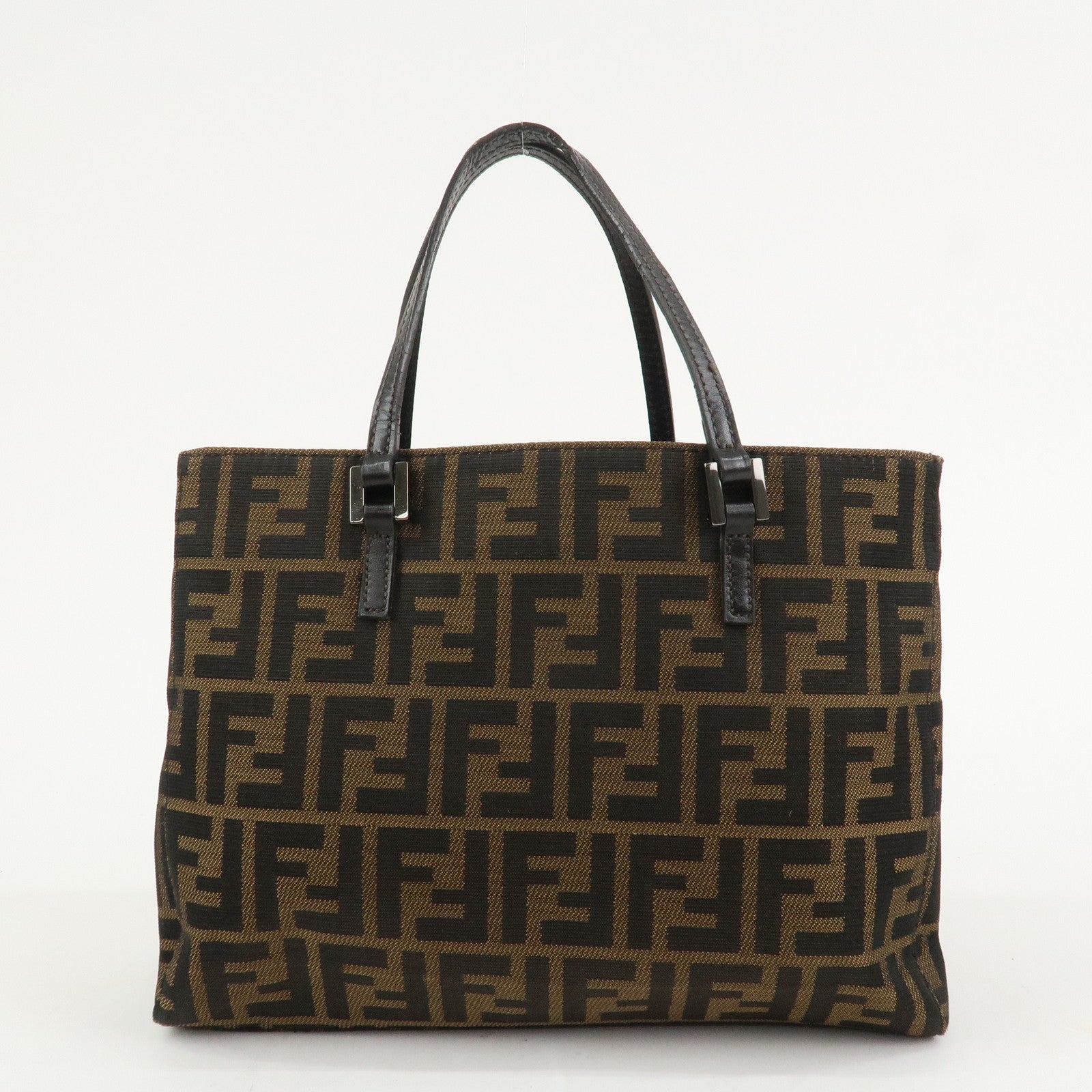 FENDI Zucca Canvas Leather Hand Bag Tote Bag Brown 8BH072