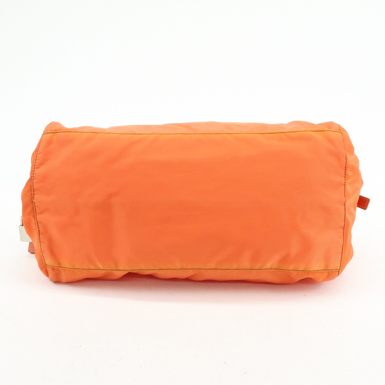 PRADA Triangle Logo Nylon Boston Bag Hand Bag Orange