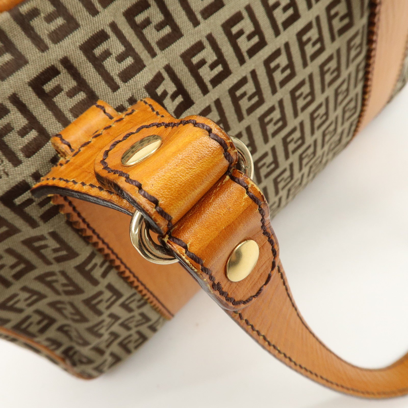 FENDI Zucchino Canvas Shoulder Bag Shoulder Bag Brown 8BN161