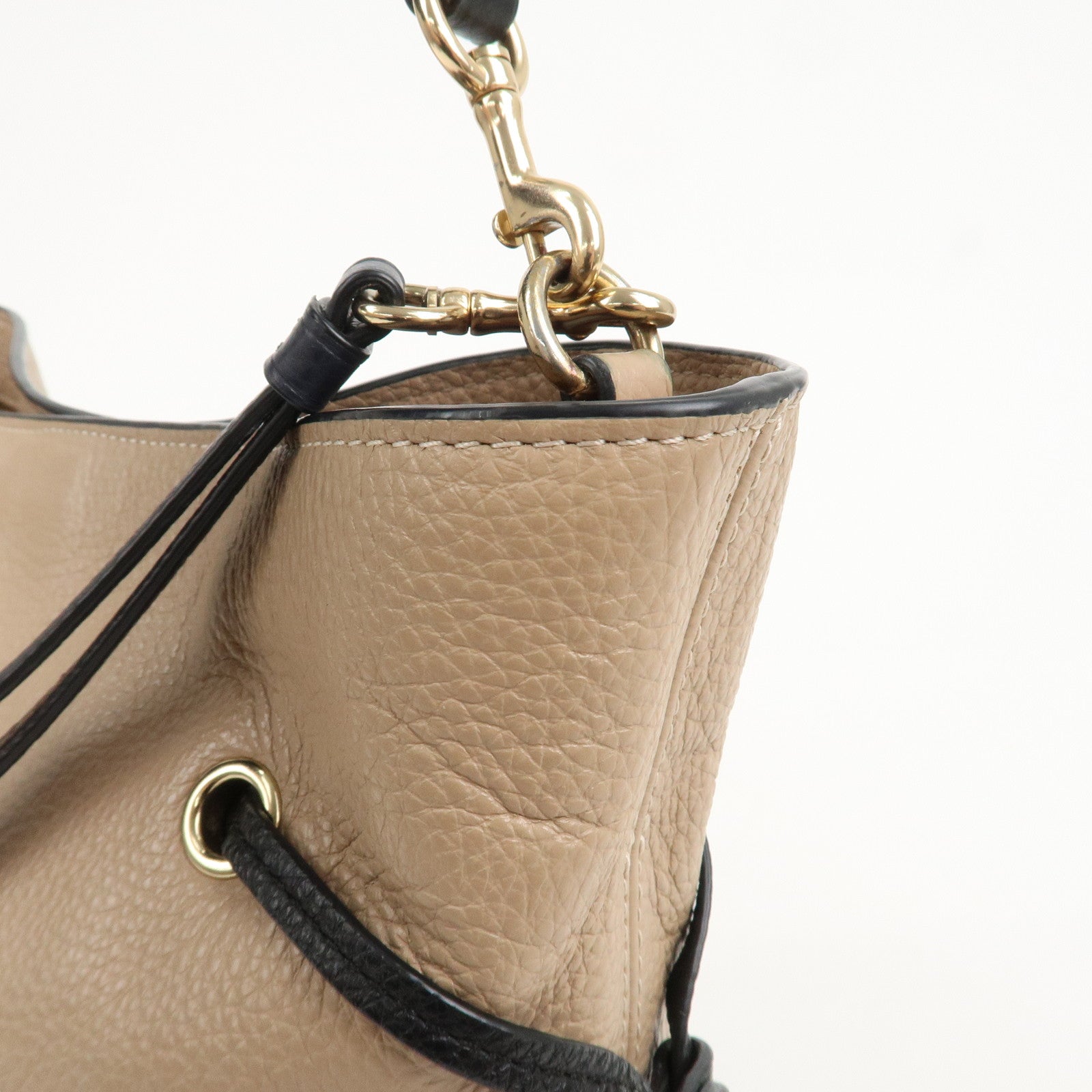 COACH Andy Leather 2Way Bag Crossbody Bag Hand Bag Beige Black