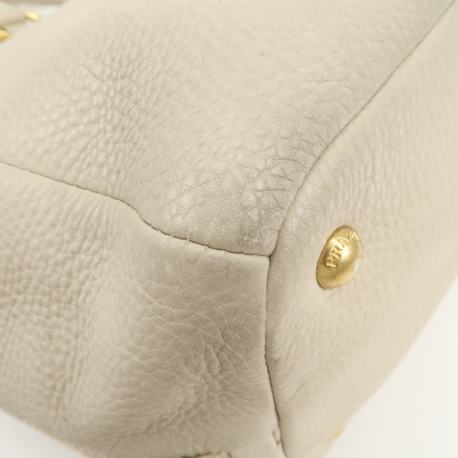 PRADA Logo 2Way Bag Hand Bag Shoulder Bag Ivory