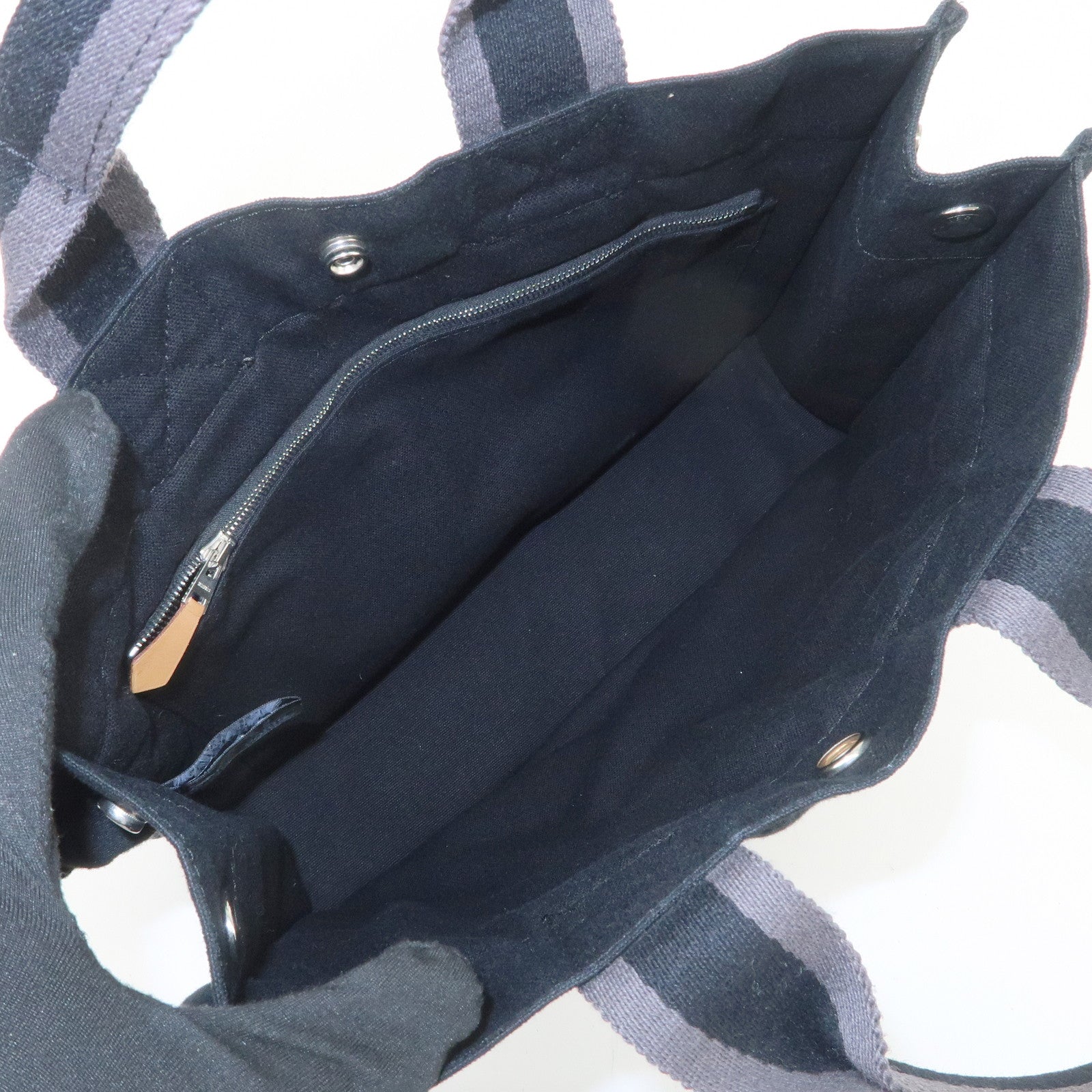 HERMES Fourre Tout PM Logo Canvas Tote Bag Hand Bag Black