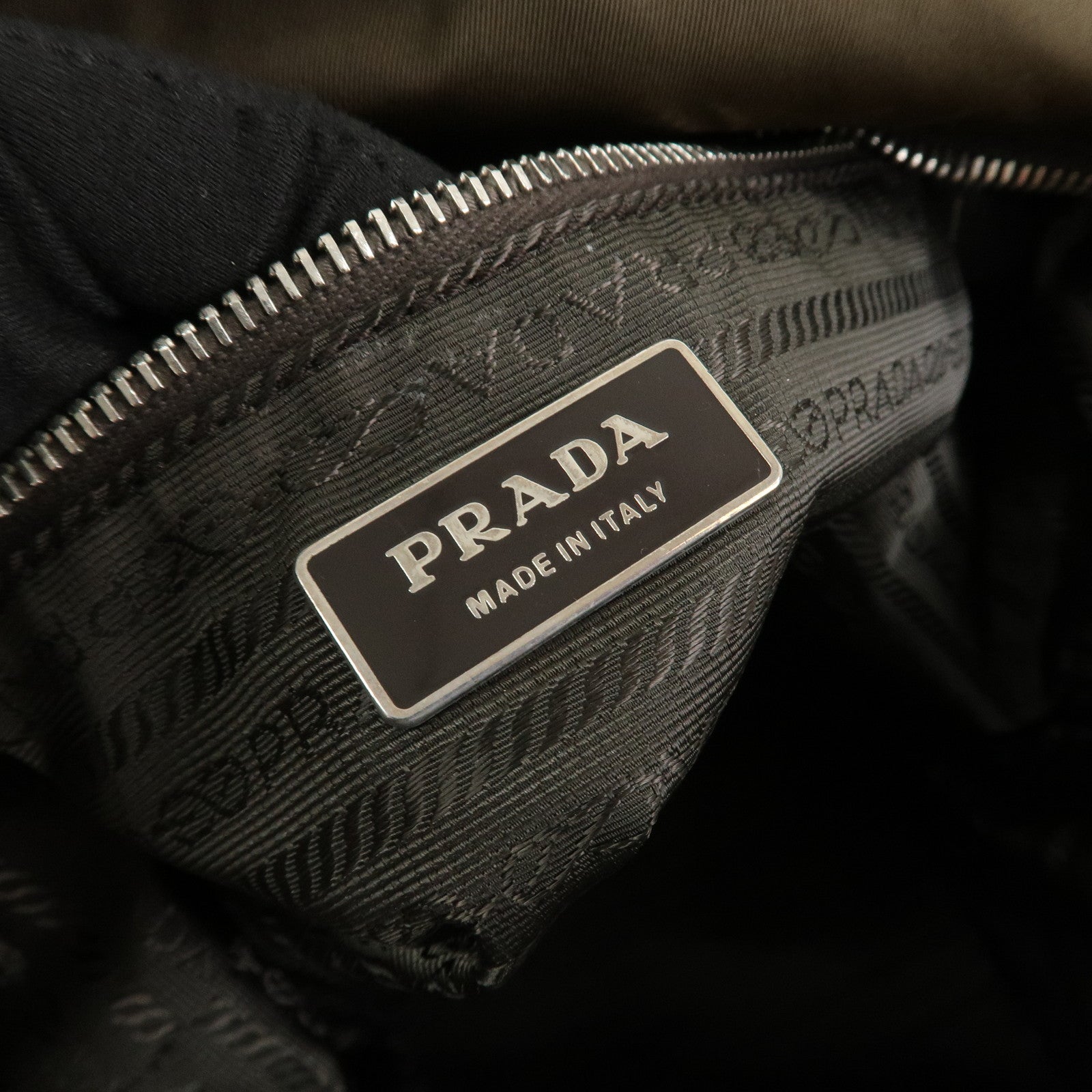 PRADA Triangle Logo Nylon Leather 2Way Hand Bag Shoulder Bag Khaki