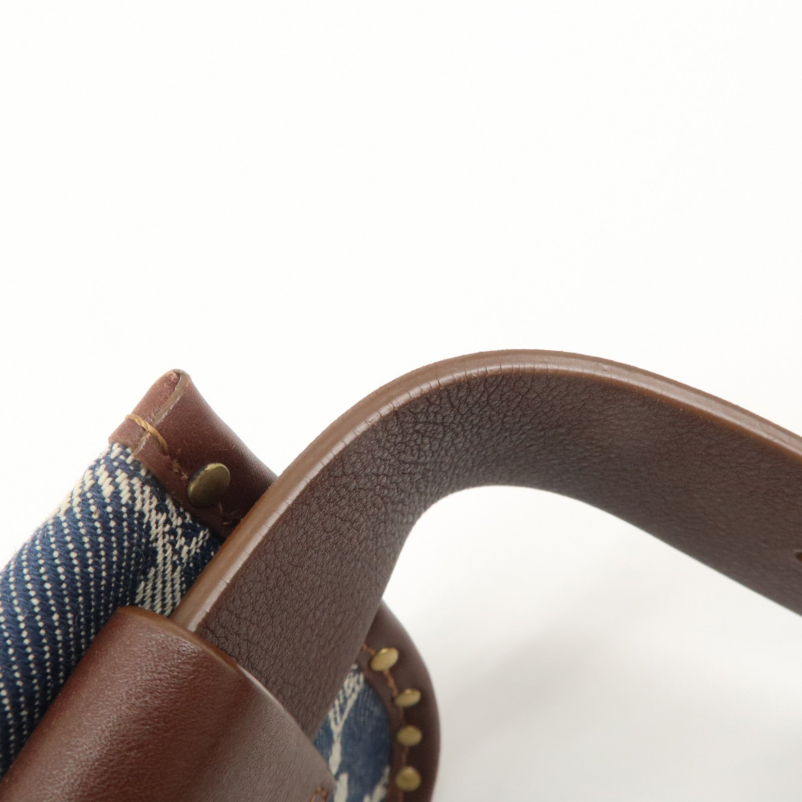 CELINE Macadam Waist Bag Denim Navy Dark Brown Gold HDW Used