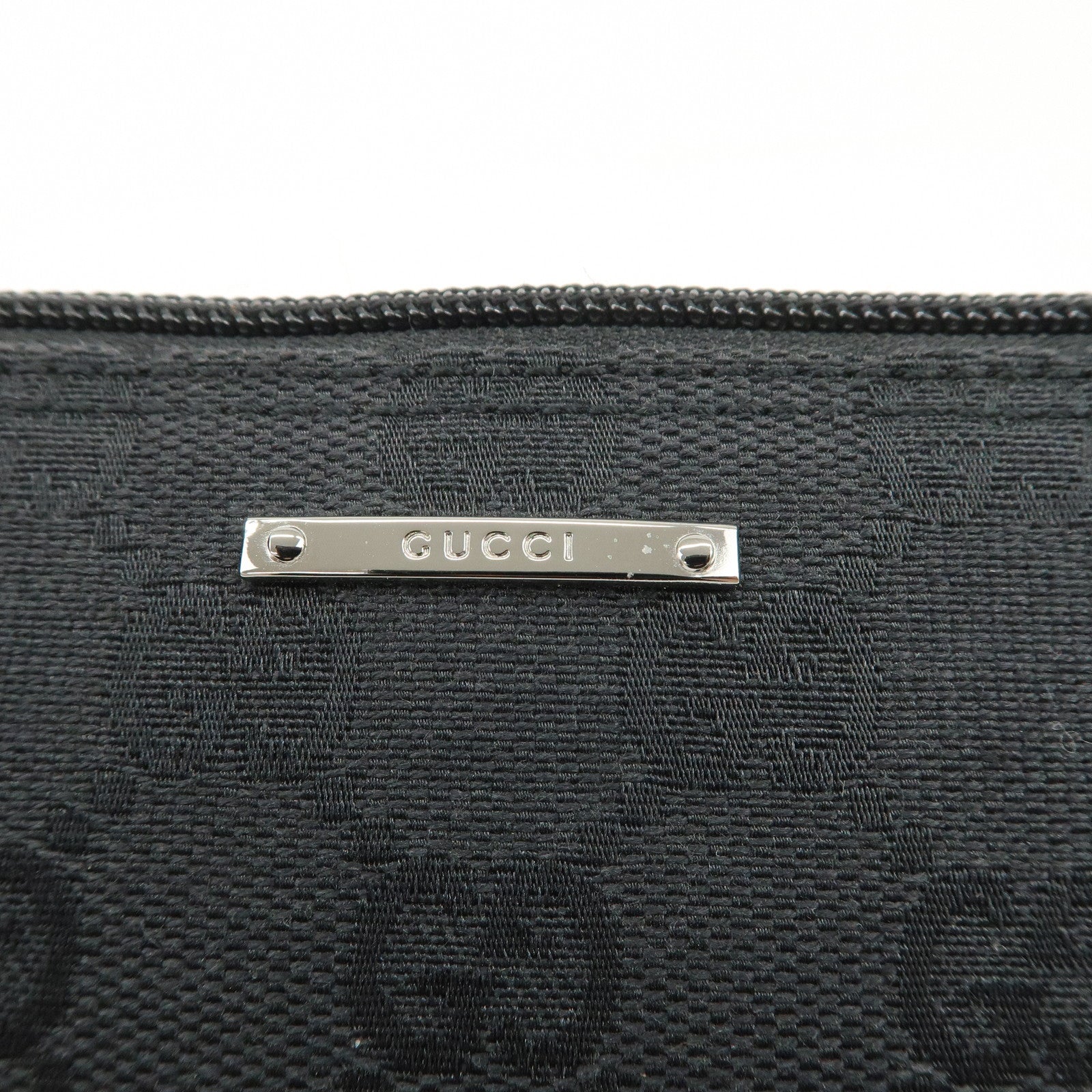 GUCCI  Boat Bag GG Monogram Canvas Leather Hand Bag Black 07198