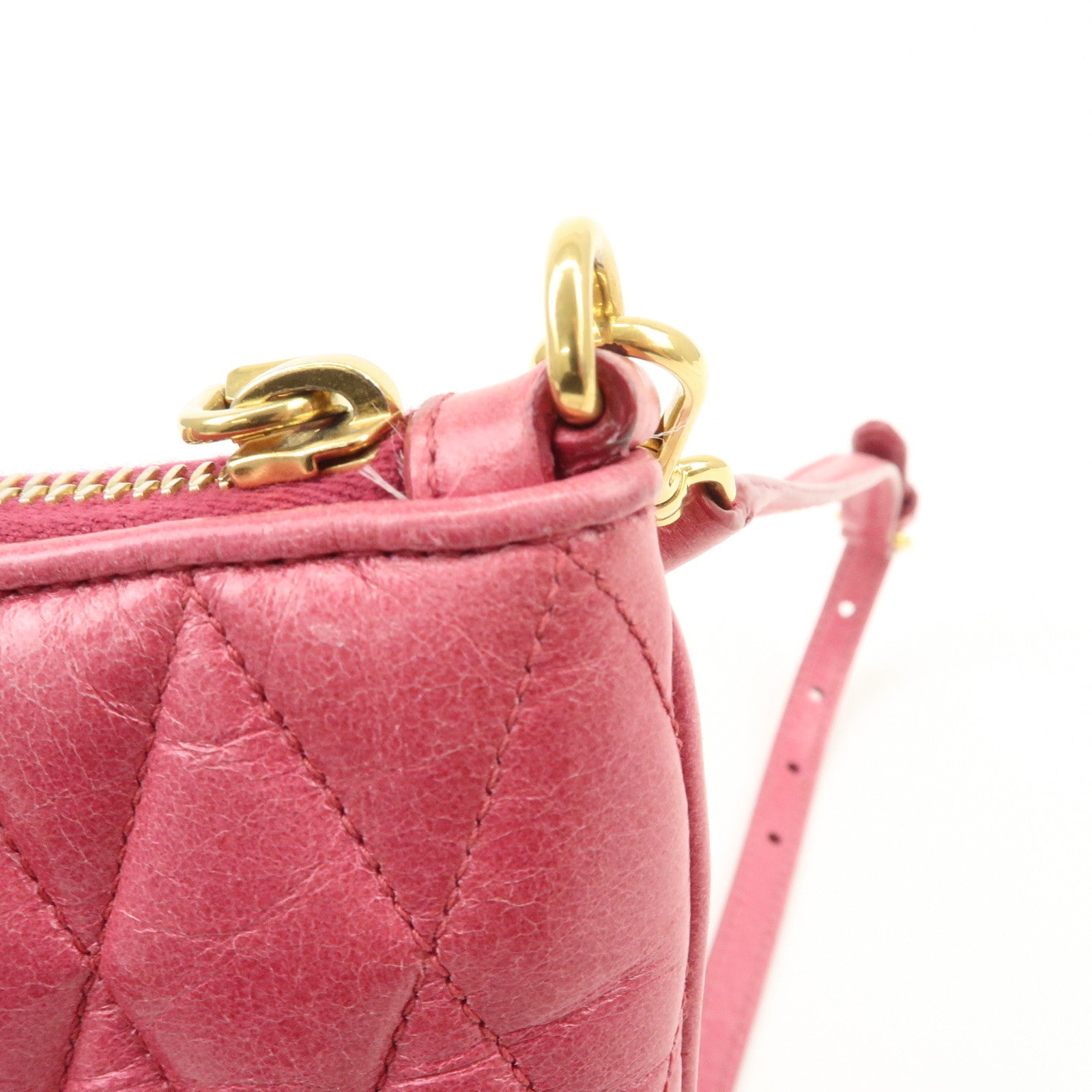 MIUMIU  Leather 2Way Shoulder Crossbody Bag Clutch Bag Pink Used