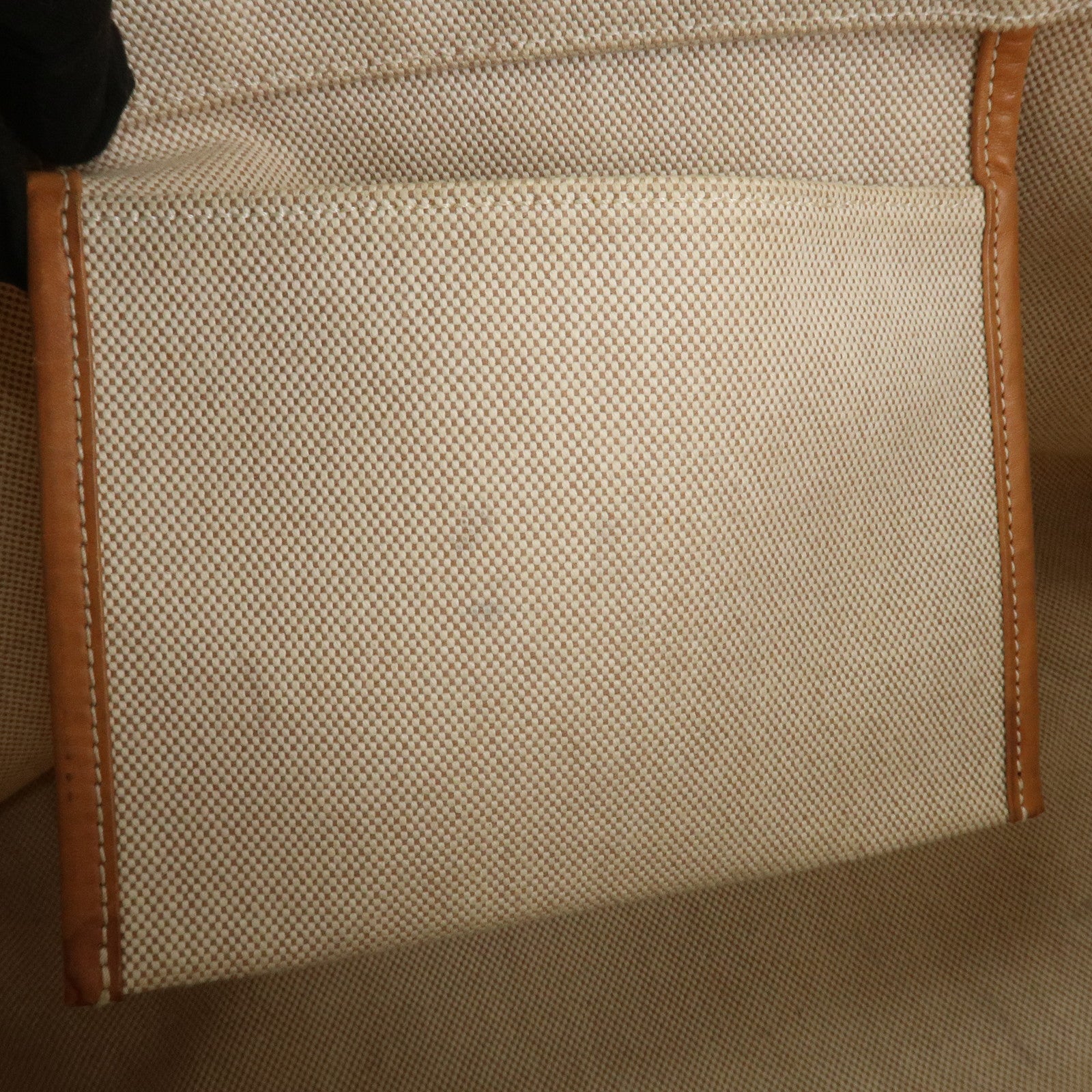 HERMES Etriviere Elan Toile H Leather Tote Bag Natural Brown