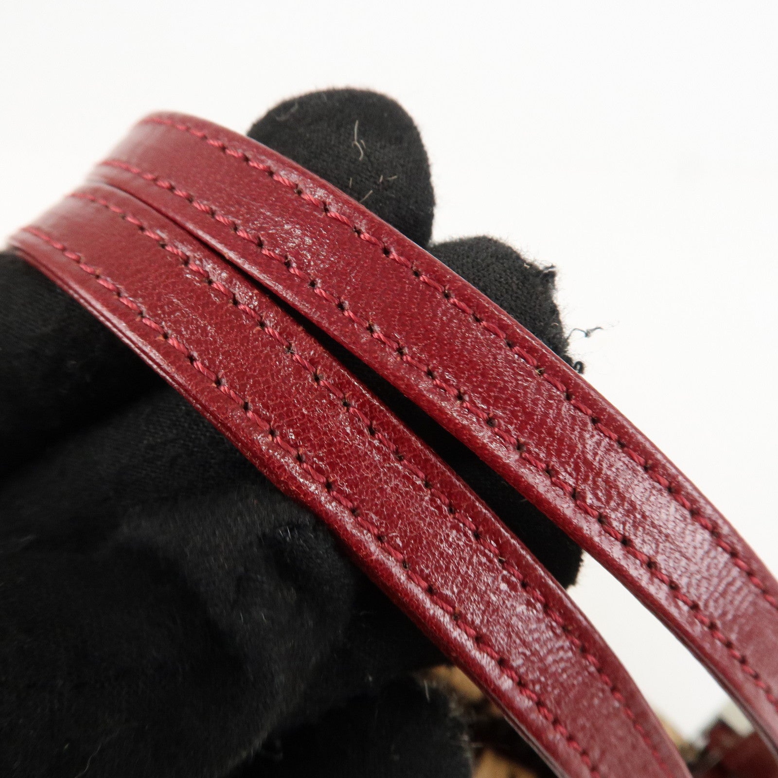 FENDI Leather Unborn Calf Tote Bag Hand Bag Zebra Brown Red Used