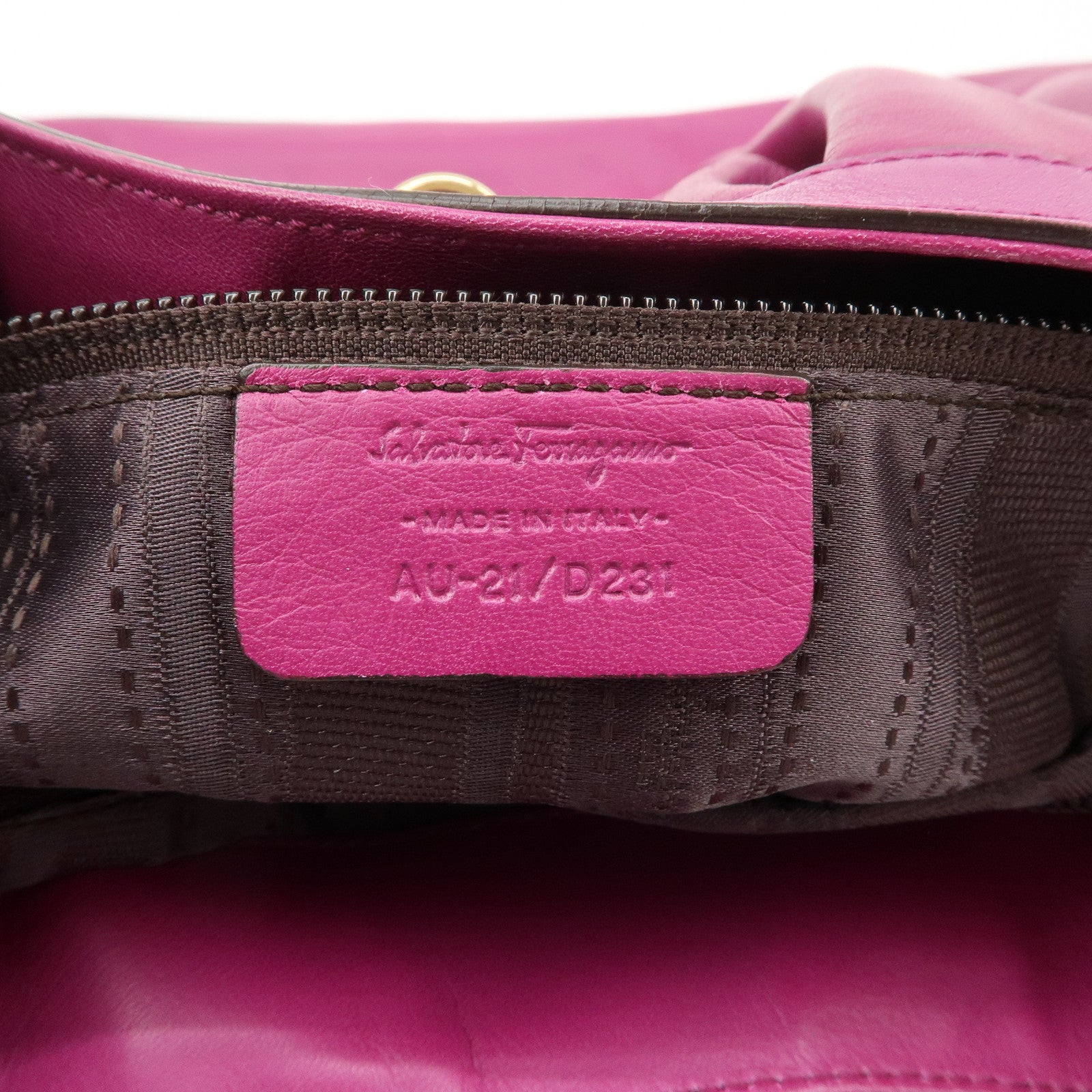 Ferragamo Gancini Leather Shoulder Bag Hand Bag Purple