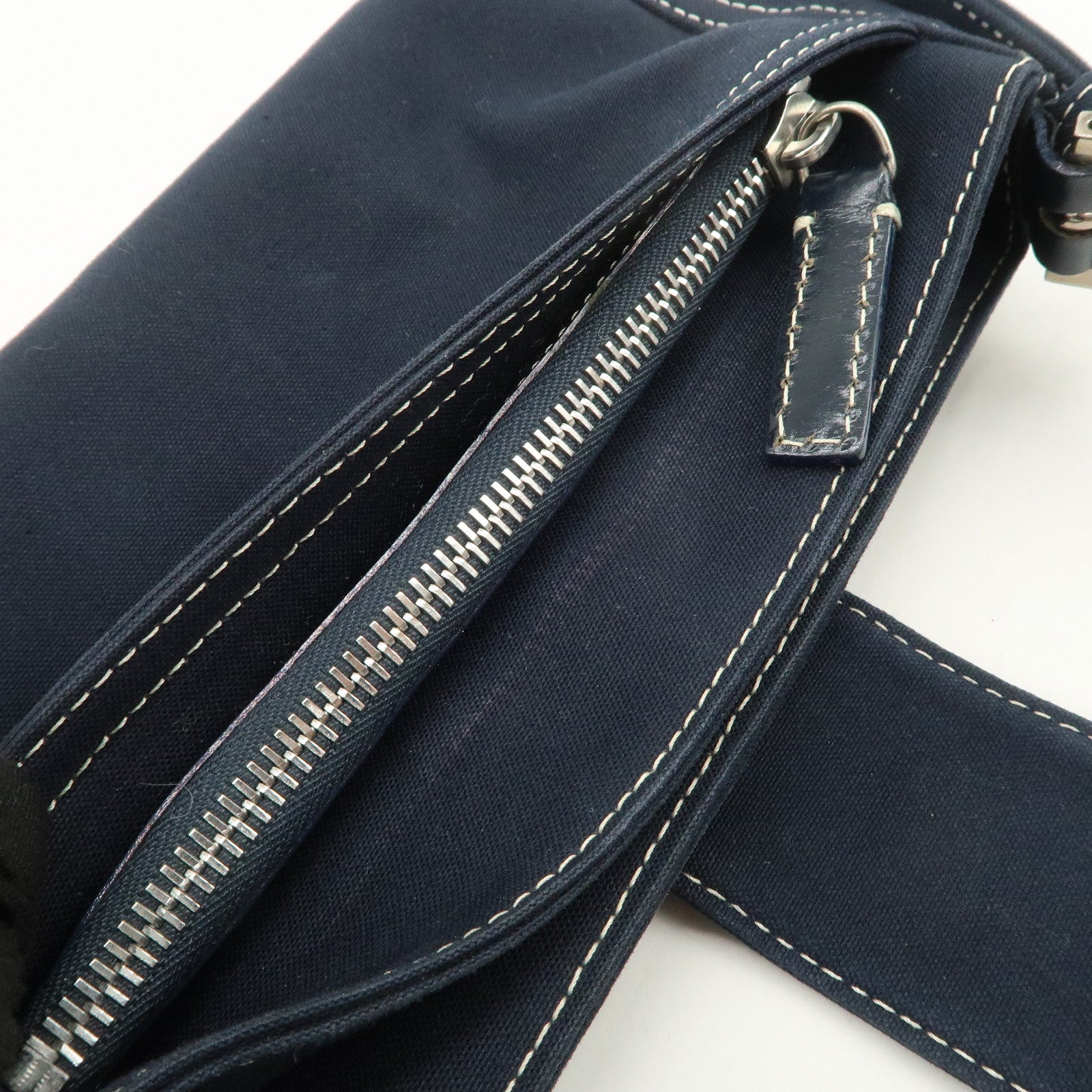 FENDI Logo Canvas Shoulder Bag Hand Bag Dark Navy