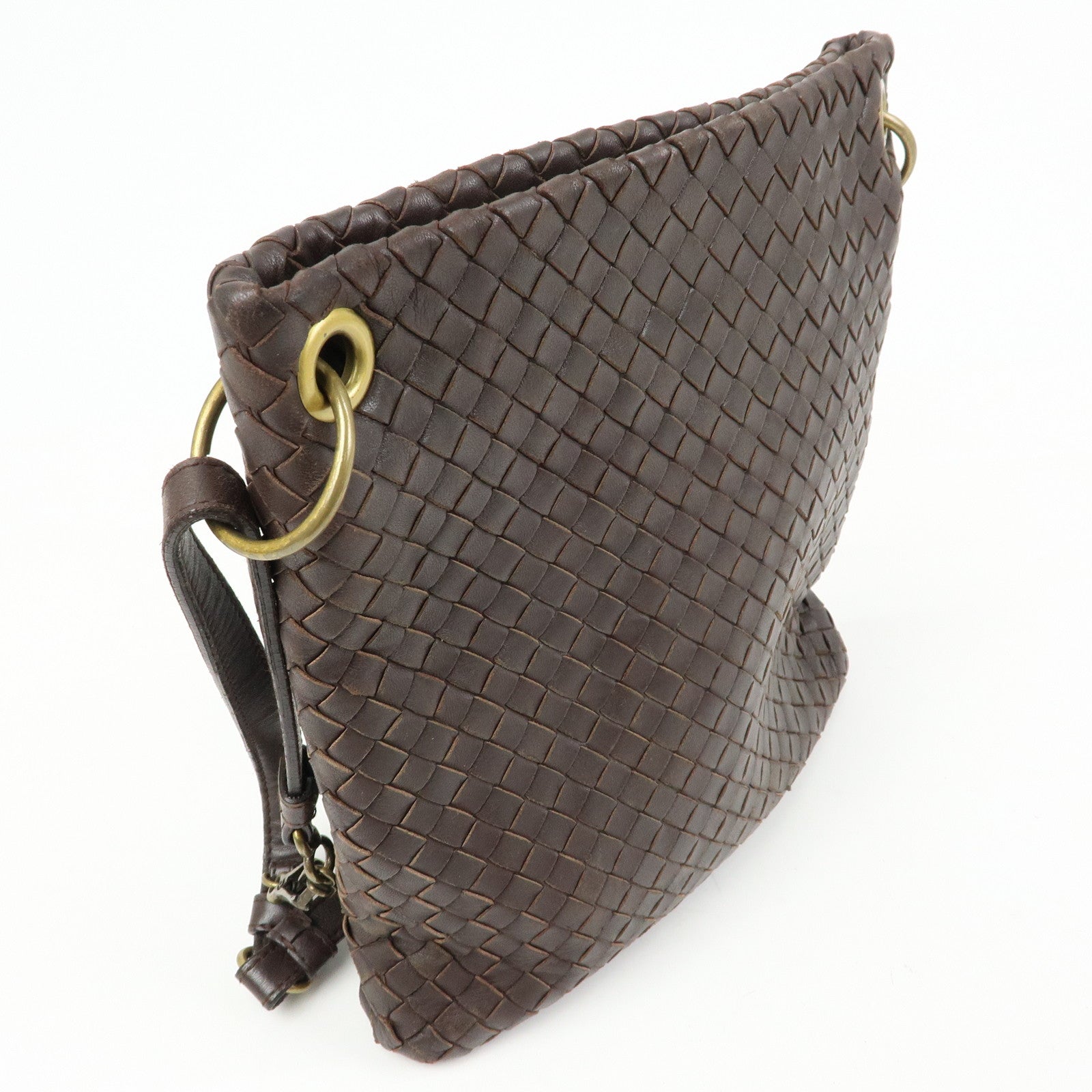 BOTTEGA VENETA Intrecciato Leather Shoulder Bag Brown 179330