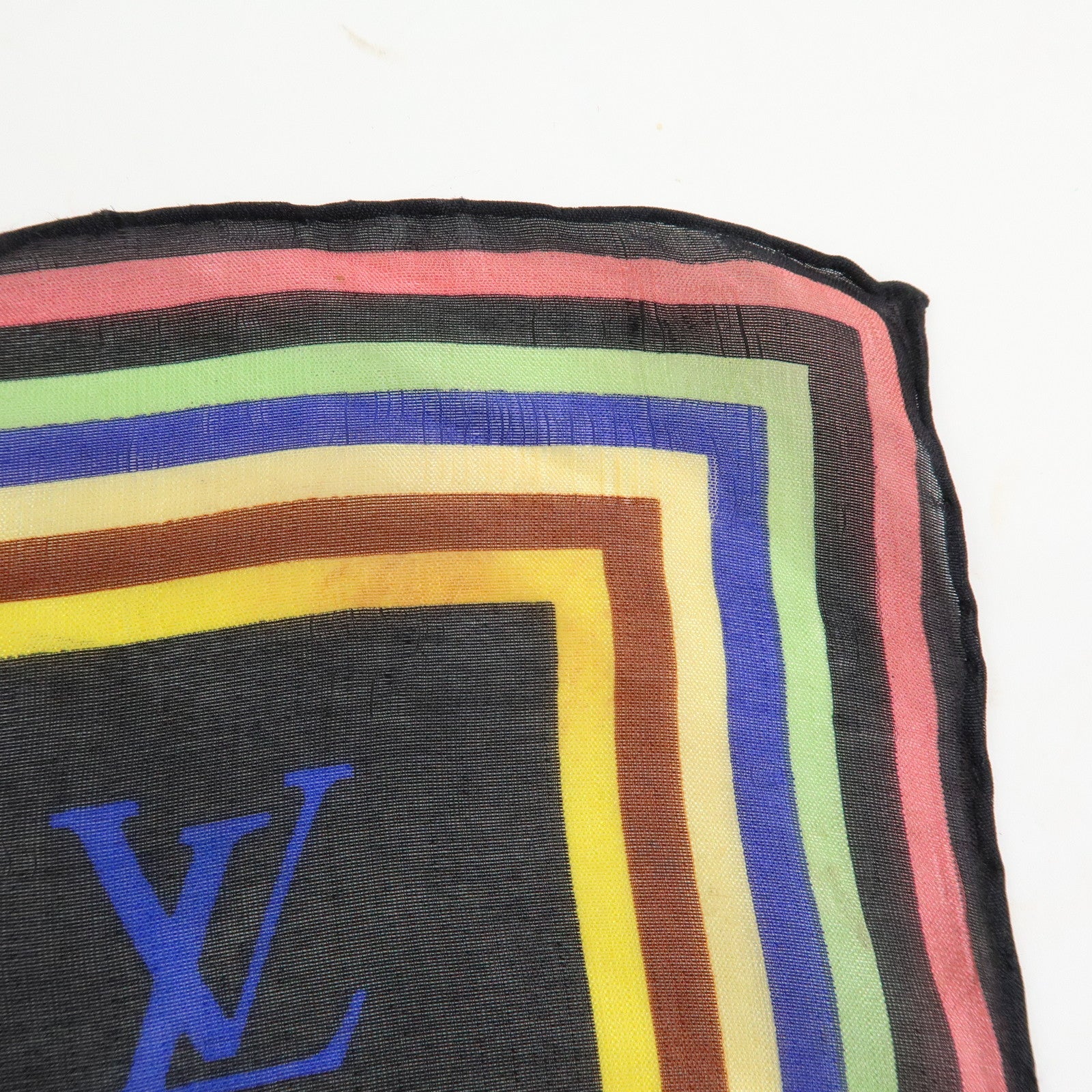 Louis Vuitton Monogram Silk 100% Scarf Multicolor Noir Black