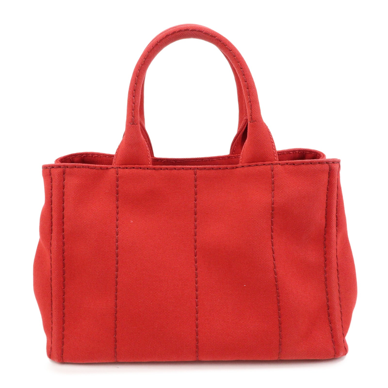 PRADA Canapa Mini Triangle Logo Canvas 2Way Bag Hand Bag Red 1BG439