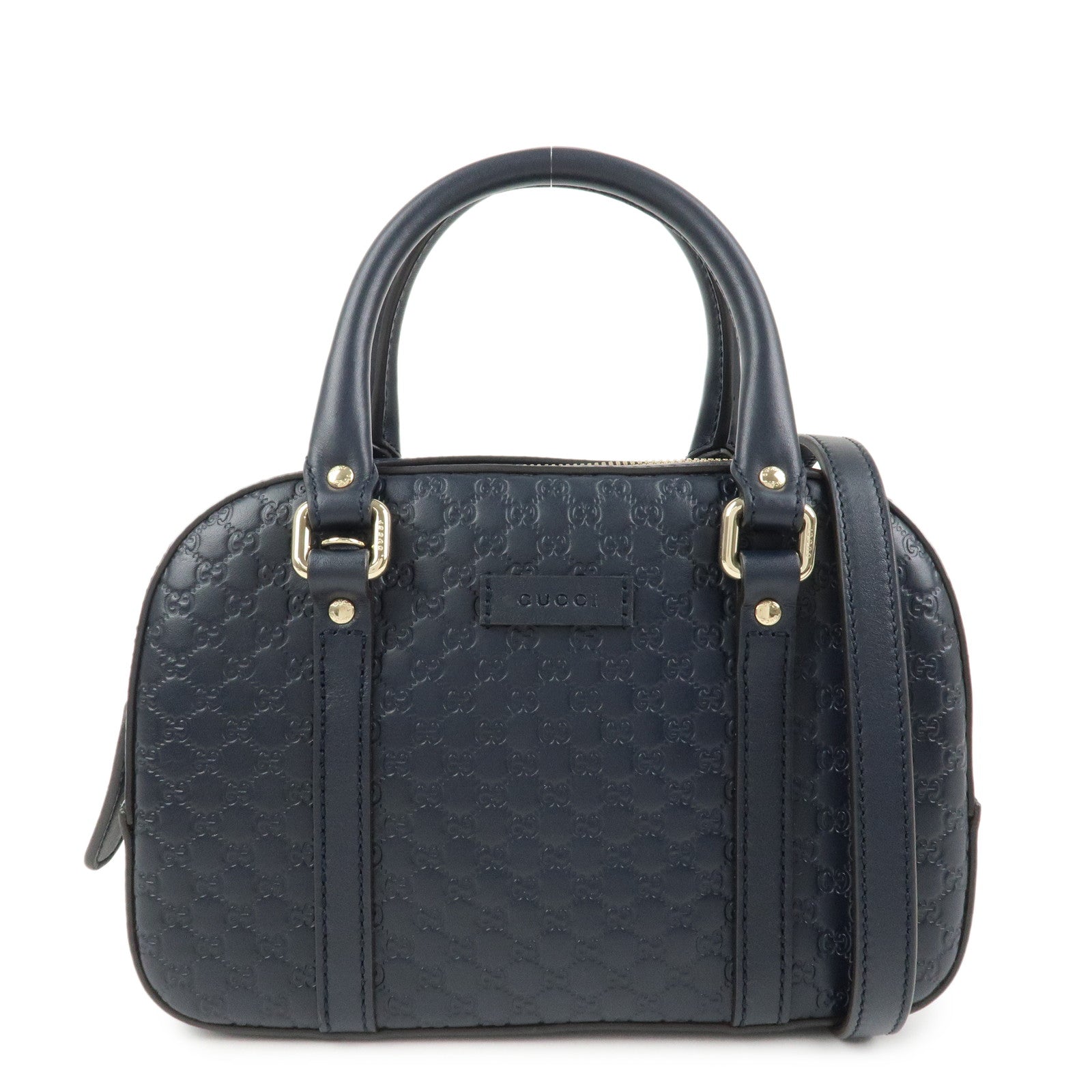 GUCCI Micro Guccissima Leather 2 Way Bag Hand Bag Dark Navy 510289