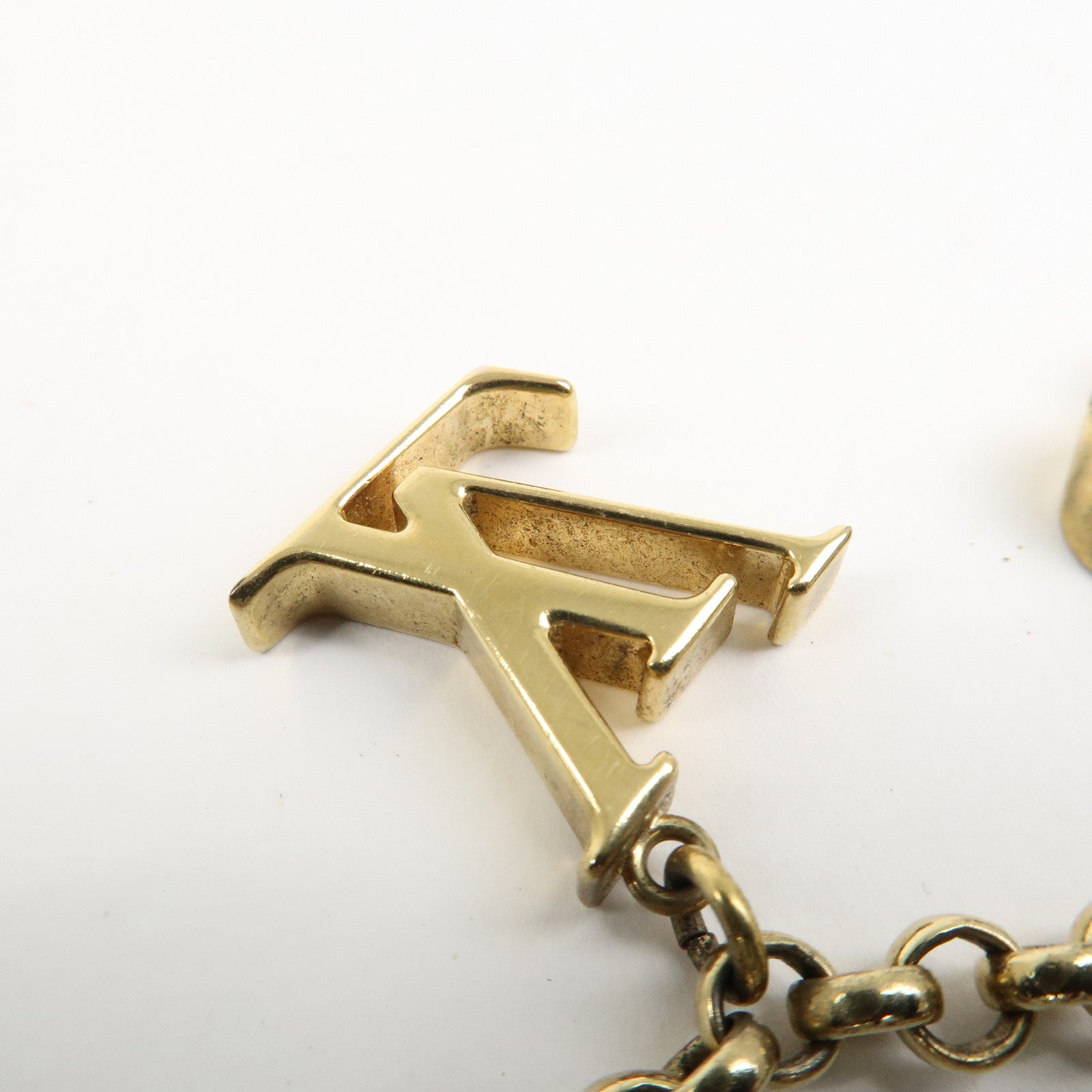 Louis Vuitton Fleur de Monogram Bag Charm Key Chain Gold M65111 Used